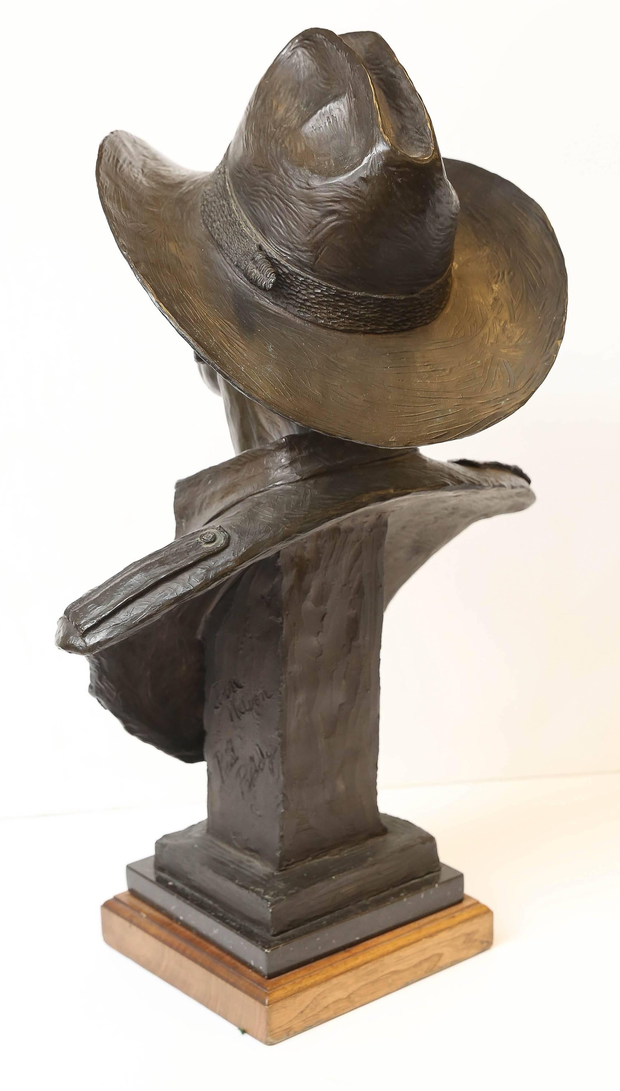 Modern Edd Hayes Bronze Bust of a Man