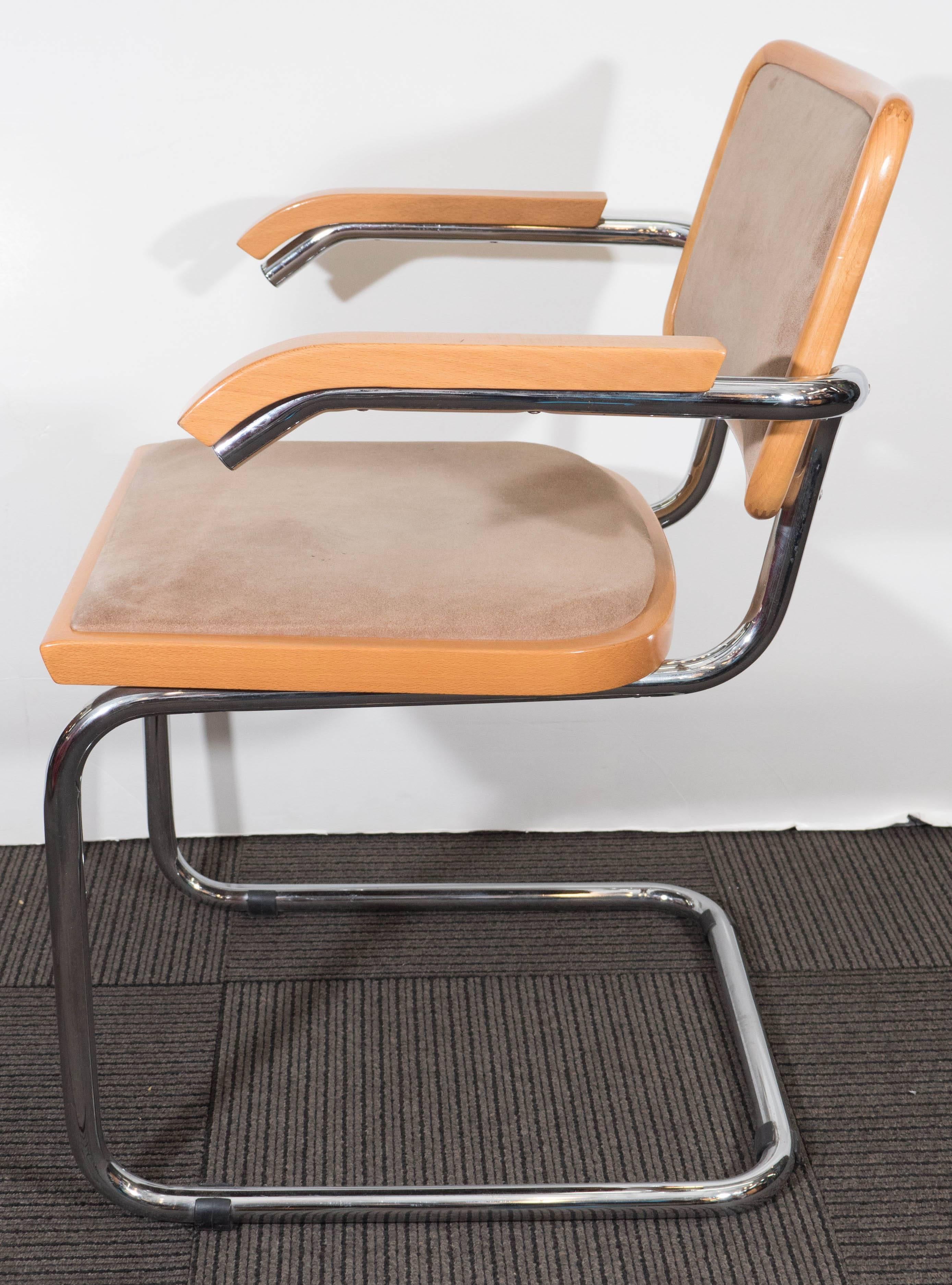 Italian Beech and Chrome Armchair, in the Manner of Marcel Breuer In Good Condition In New York, NY