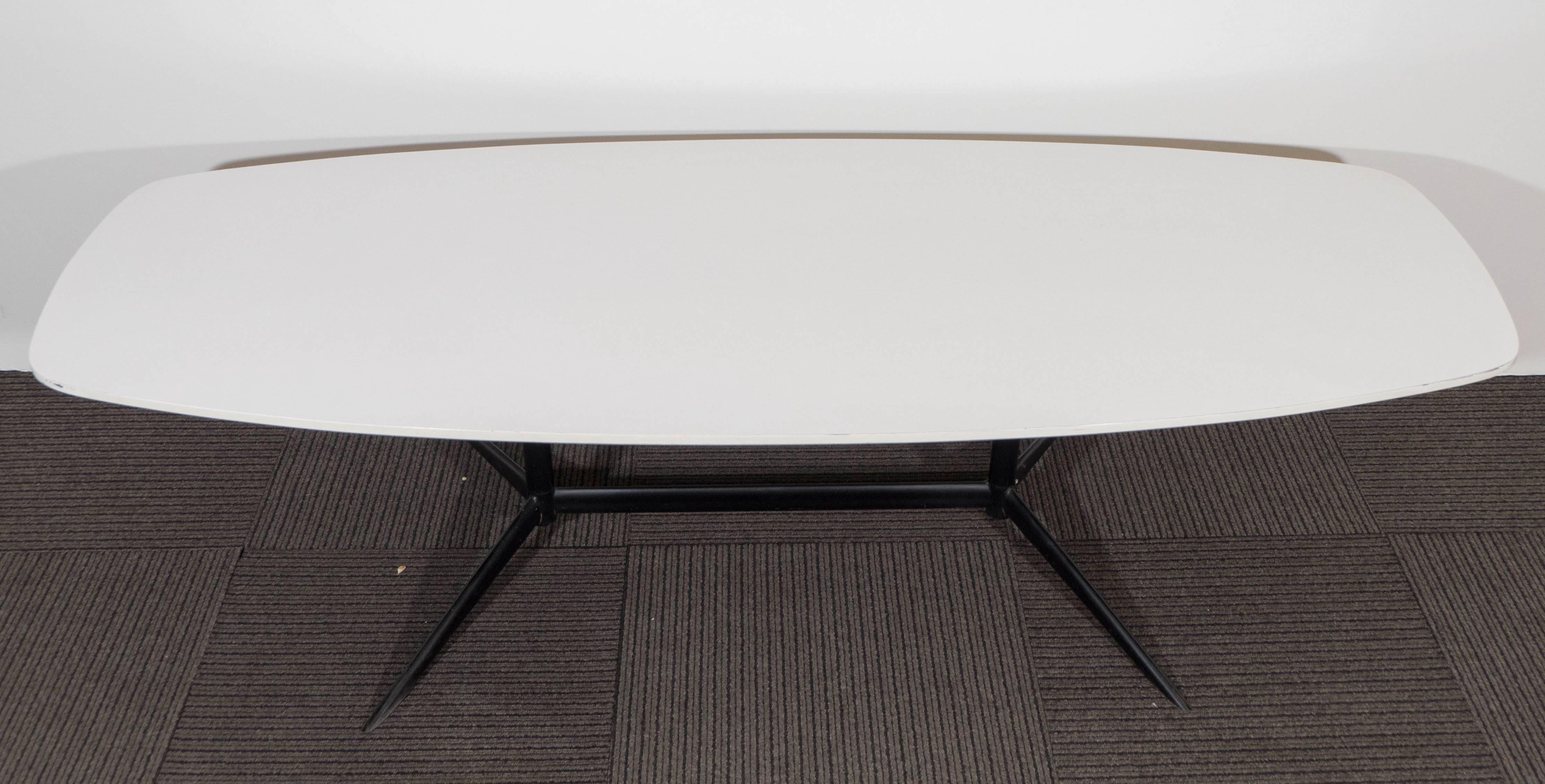 Eames Inspired 'Sufboard' White Laminate Top Coffee Table In Good Condition In New York, NY