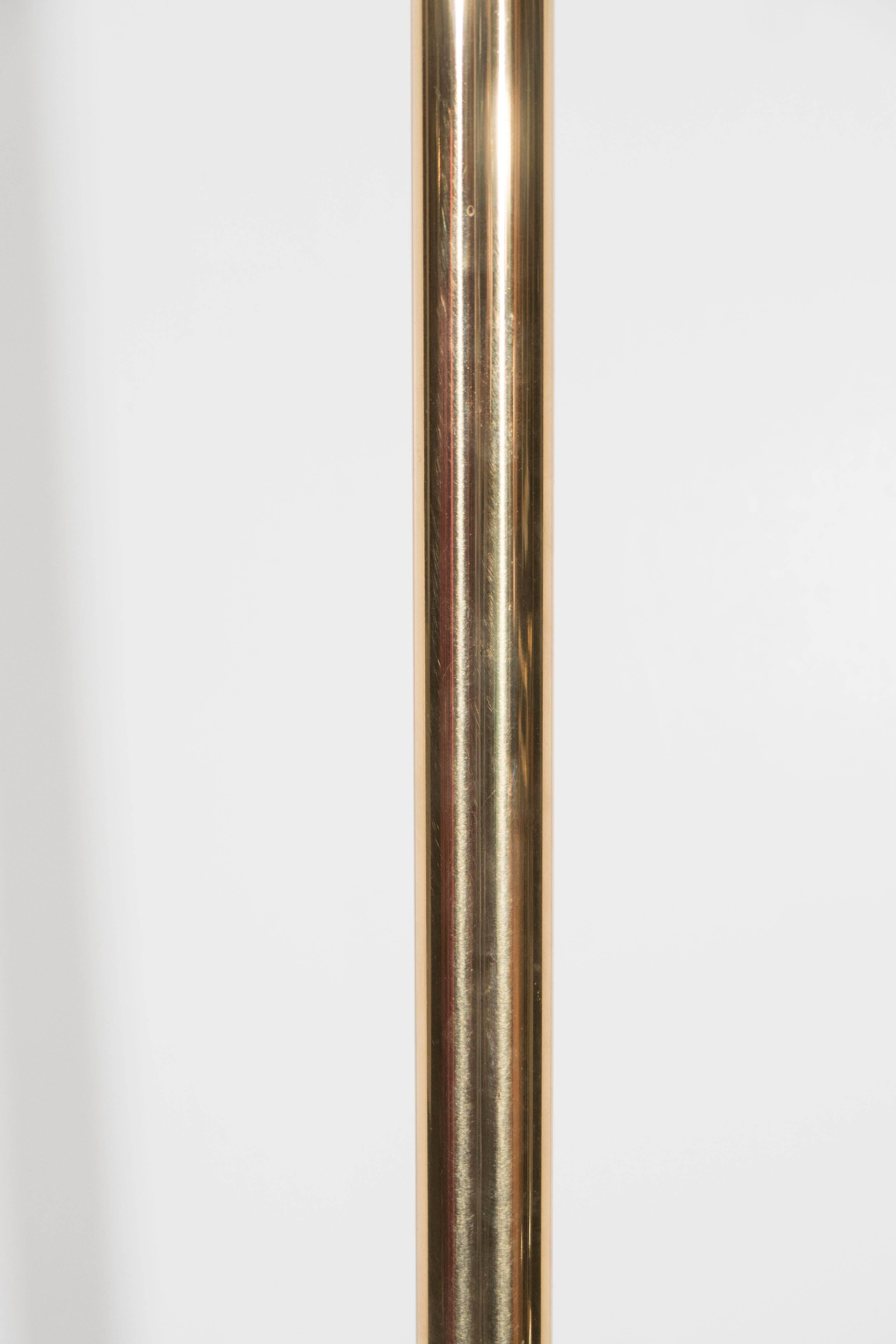 Late 20th Century Casella Brass Floor Lamp with Linen Shade