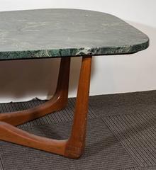 Vladimir Kagan Style Asymmetric Coffee Table with Green Marble Top