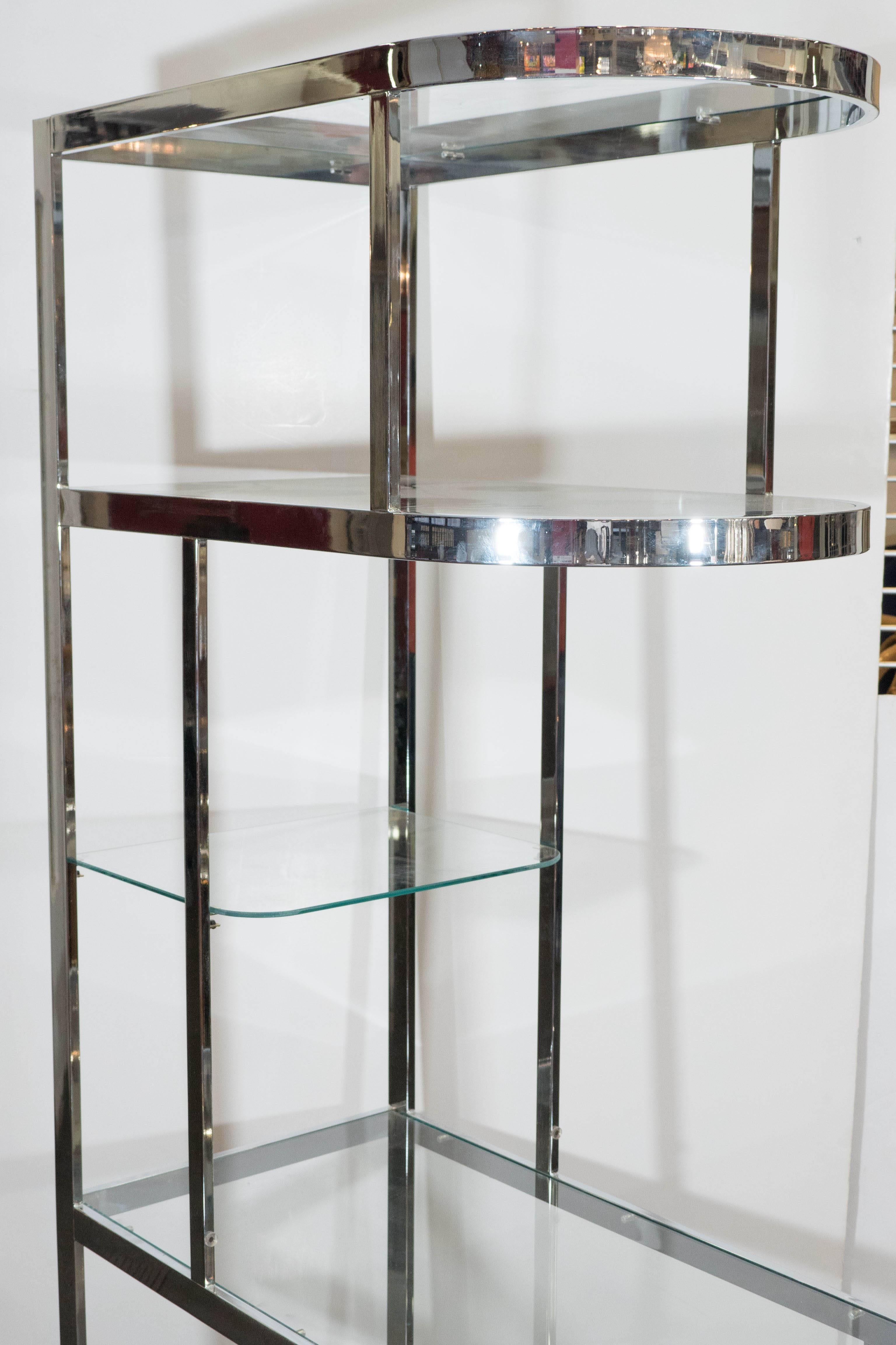 Streamlined Chrome Etagere and Room Divider in the Style of Milo Baughman 1