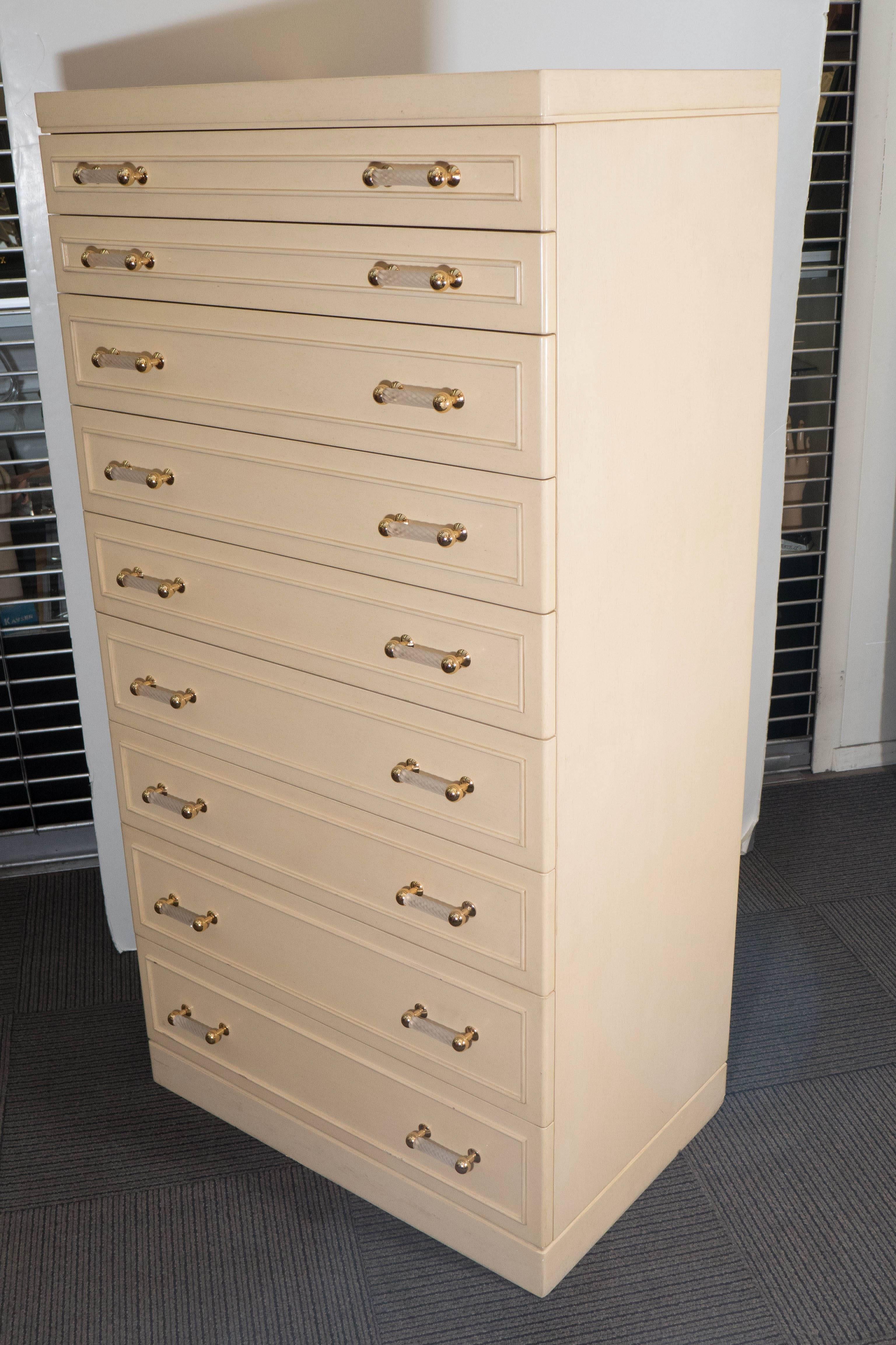 Bleached Hollywood Regency Style Tall Chest of Drawers