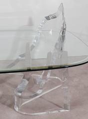 Lion in Frost Lucite 'Iceberg' Coffee Table with Glass Top