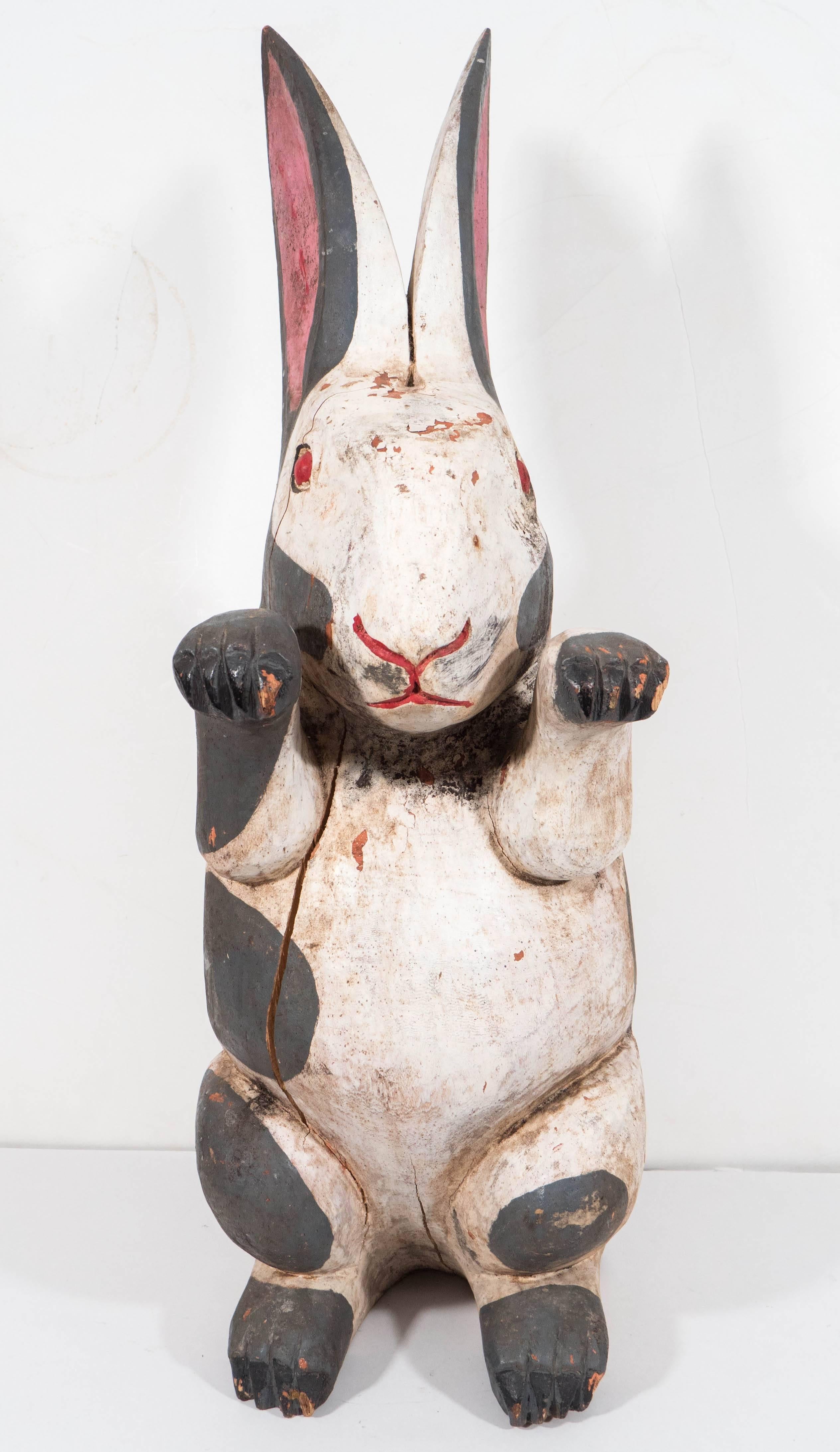 Carved Early 20th Century American Folk Art Rabbit
