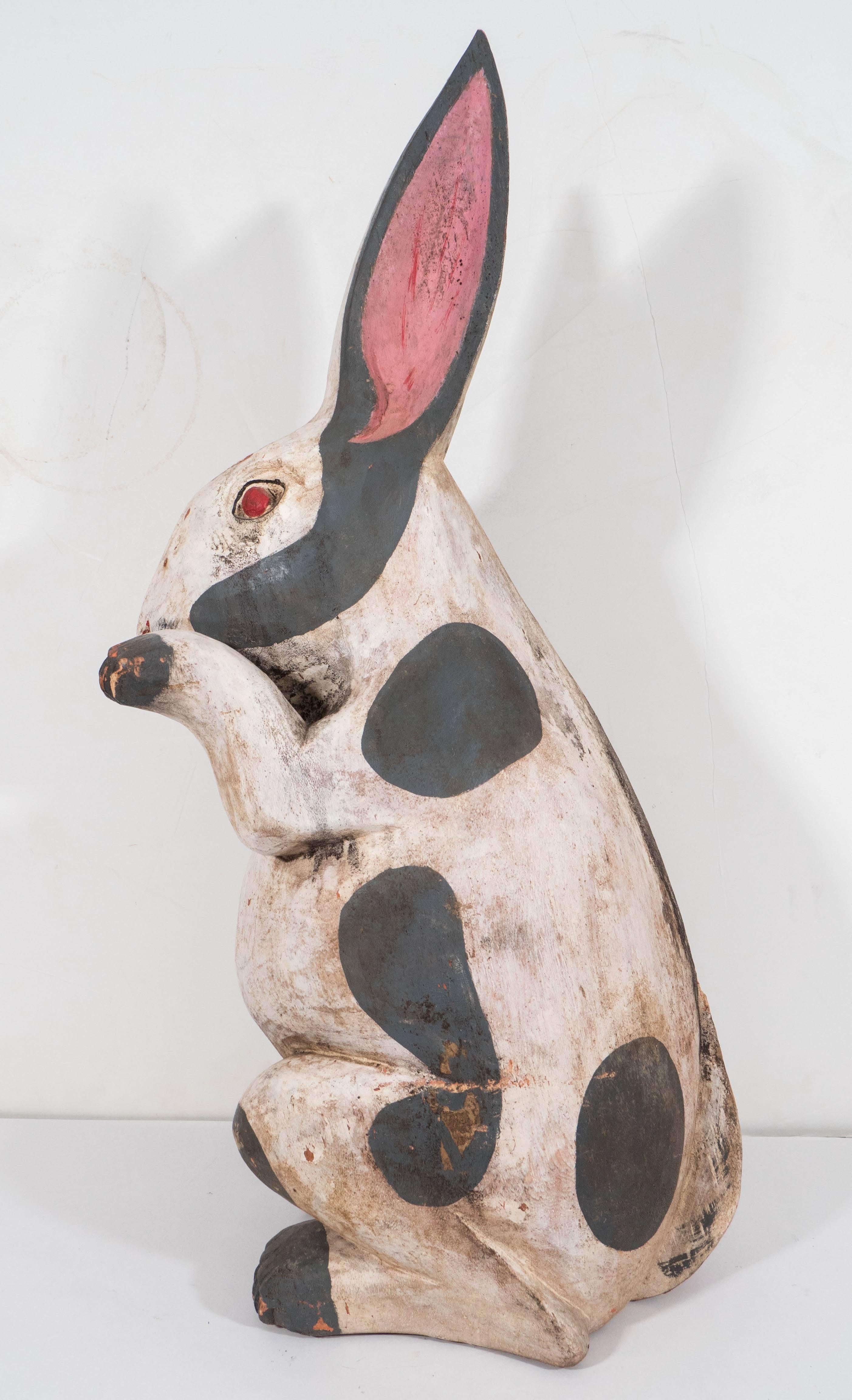 Wood Early 20th Century American Folk Art Rabbit