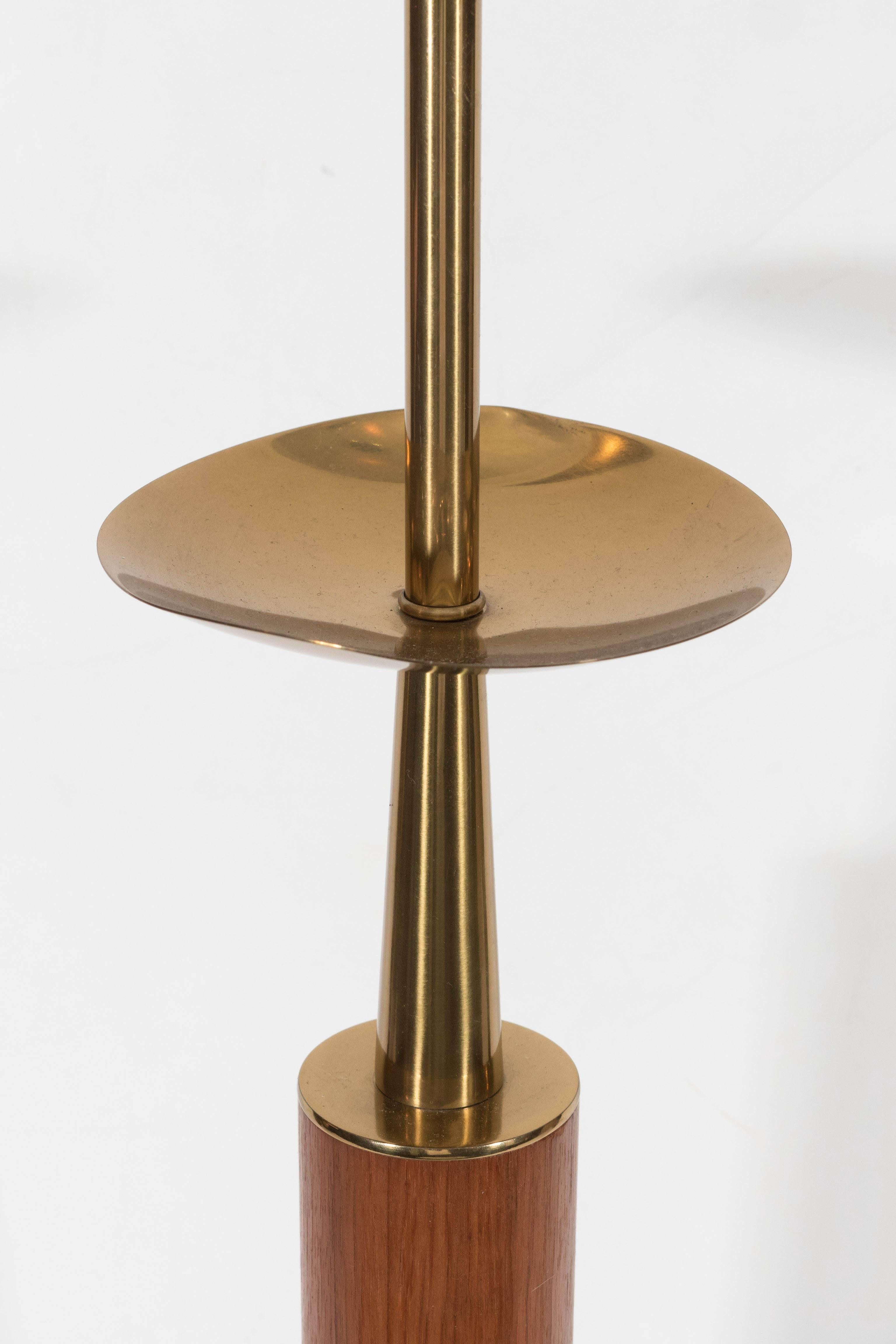 Pair of Stiffel Walnut & Brass Lamps in the Manner of Tommi Parzinger 1