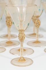 Salviati Blown Glass Gold Leaf Stemware, Set of 12