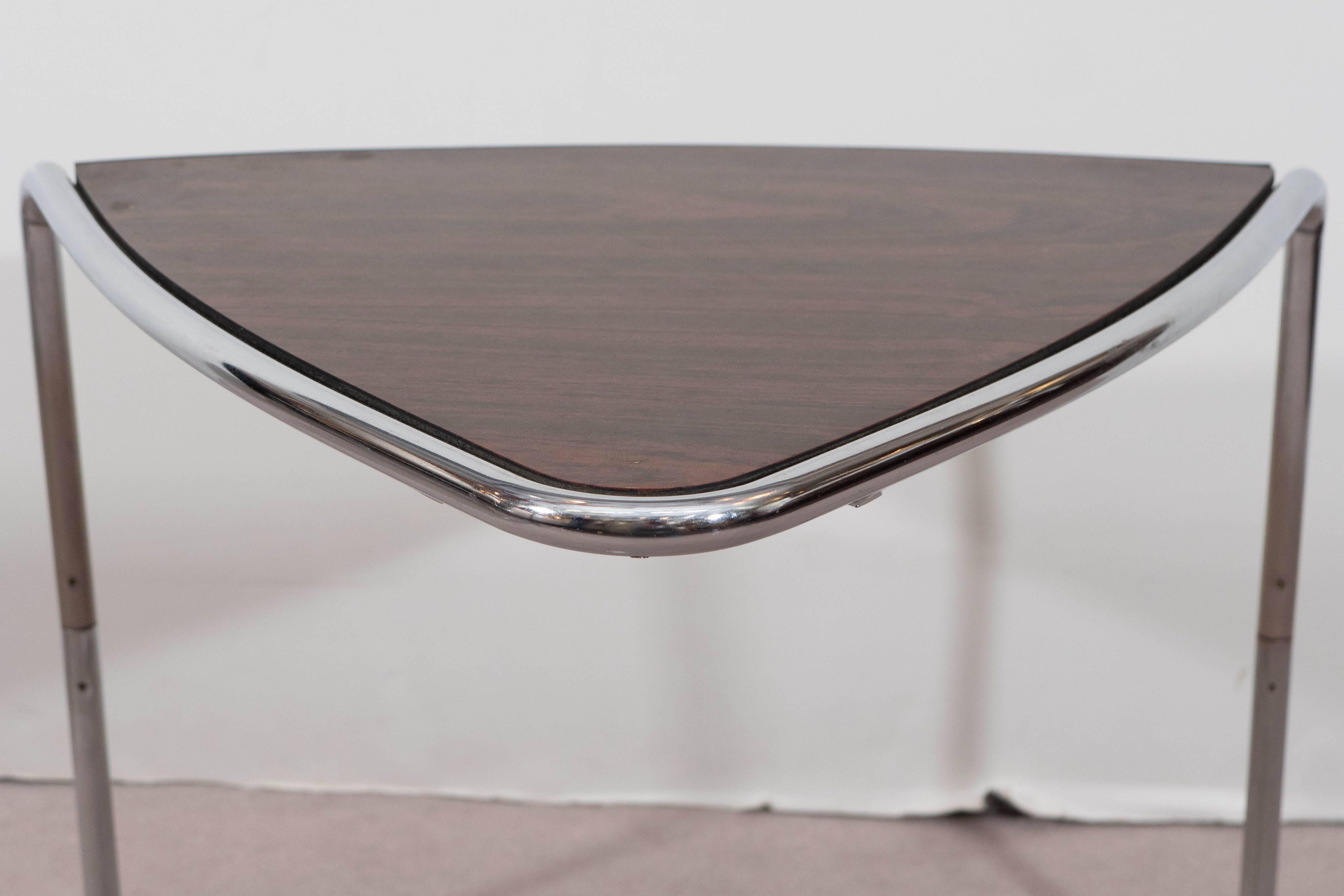 Set of Three Triangular Stacking Tables on Chrome 2