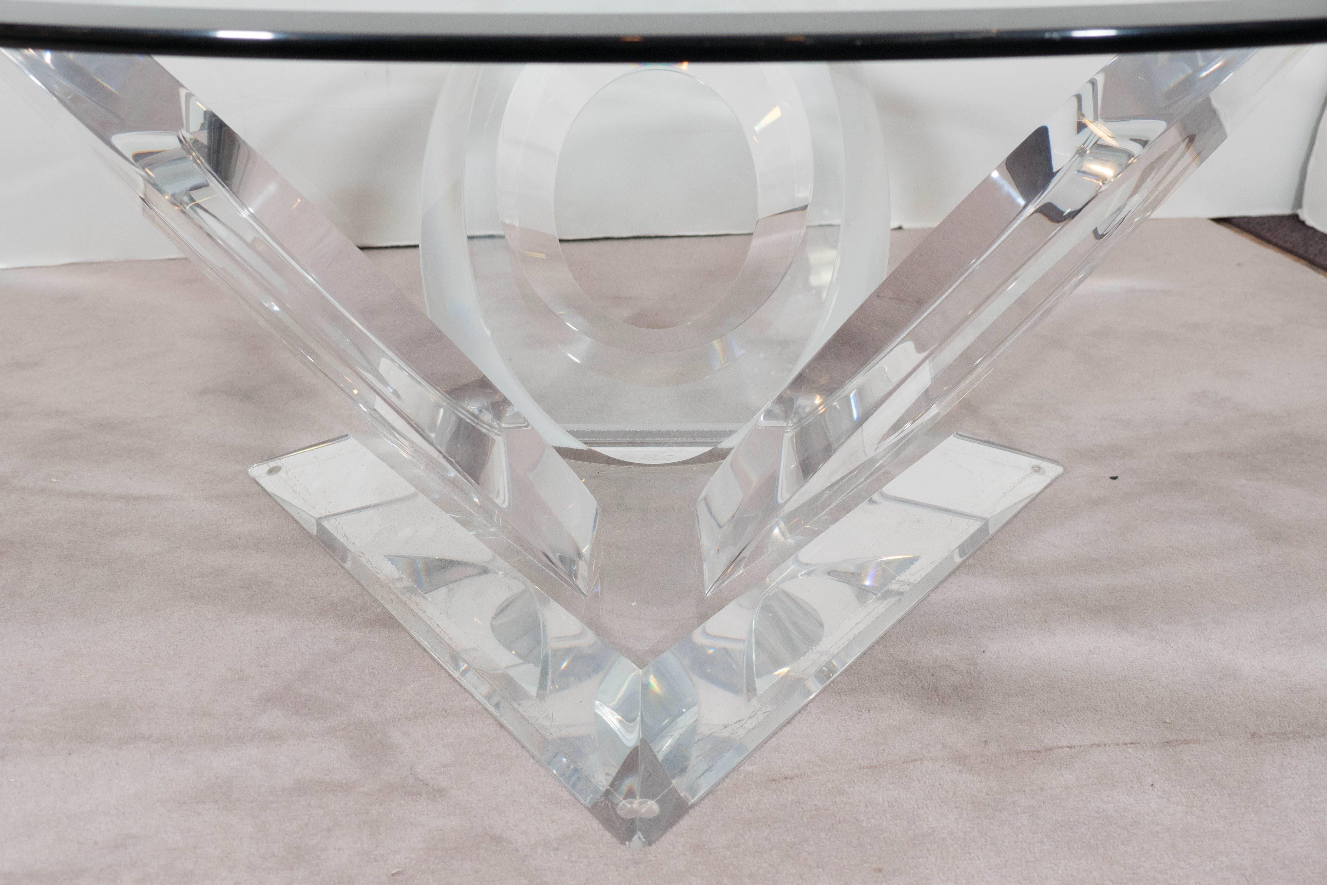 Mikhail Loznikov 'Eclipse of Time' Lucite Coffee Table, Signed and Dated In Good Condition In Astoria, NY
