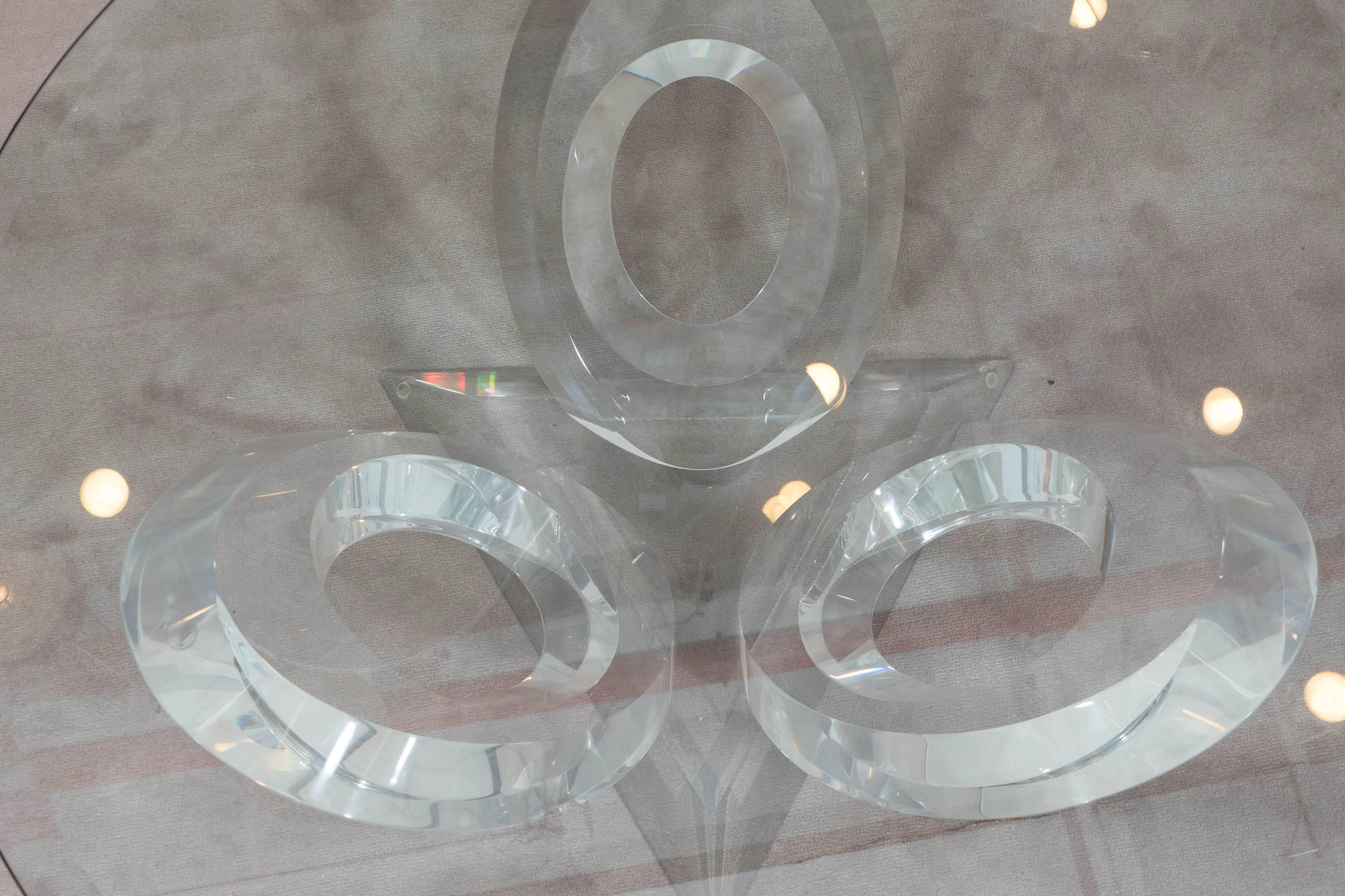 Glass Mikhail Loznikov 'Eclipse of Time' Lucite Coffee Table, Signed and Dated