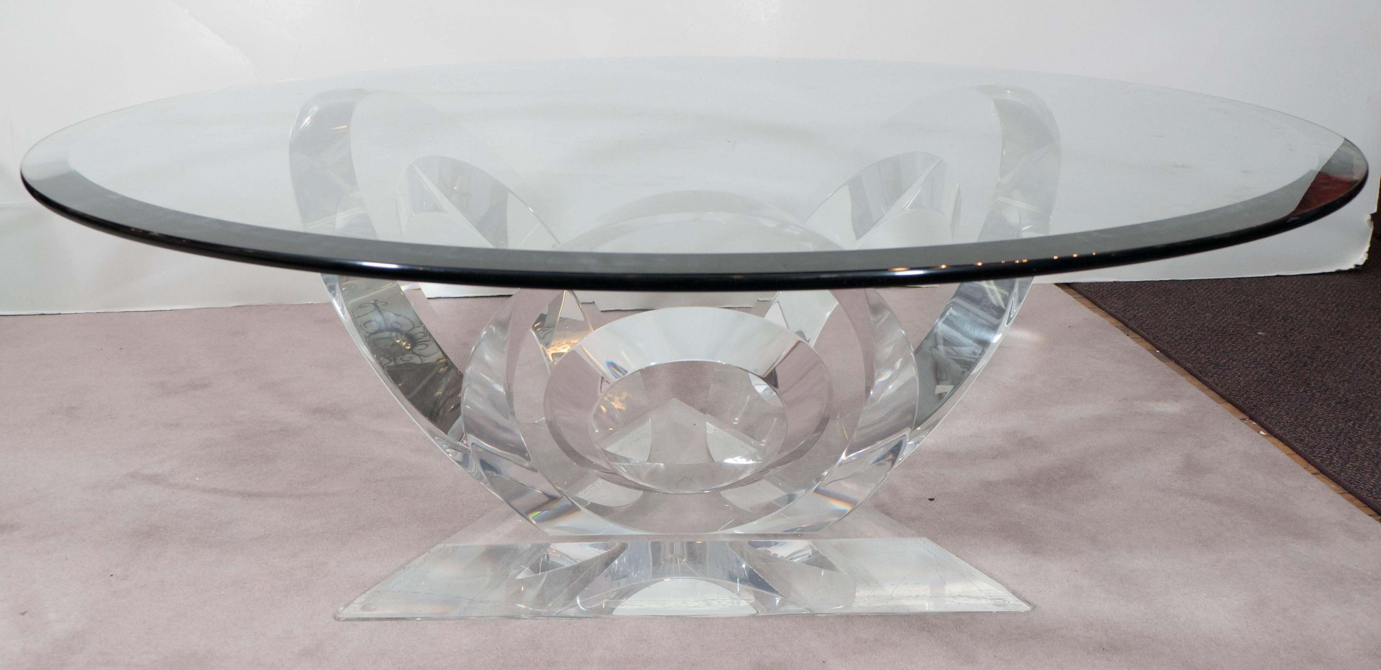 Mikhail Loznikov 'Eclipse of Time' Lucite Coffee Table, Signed and Dated 2