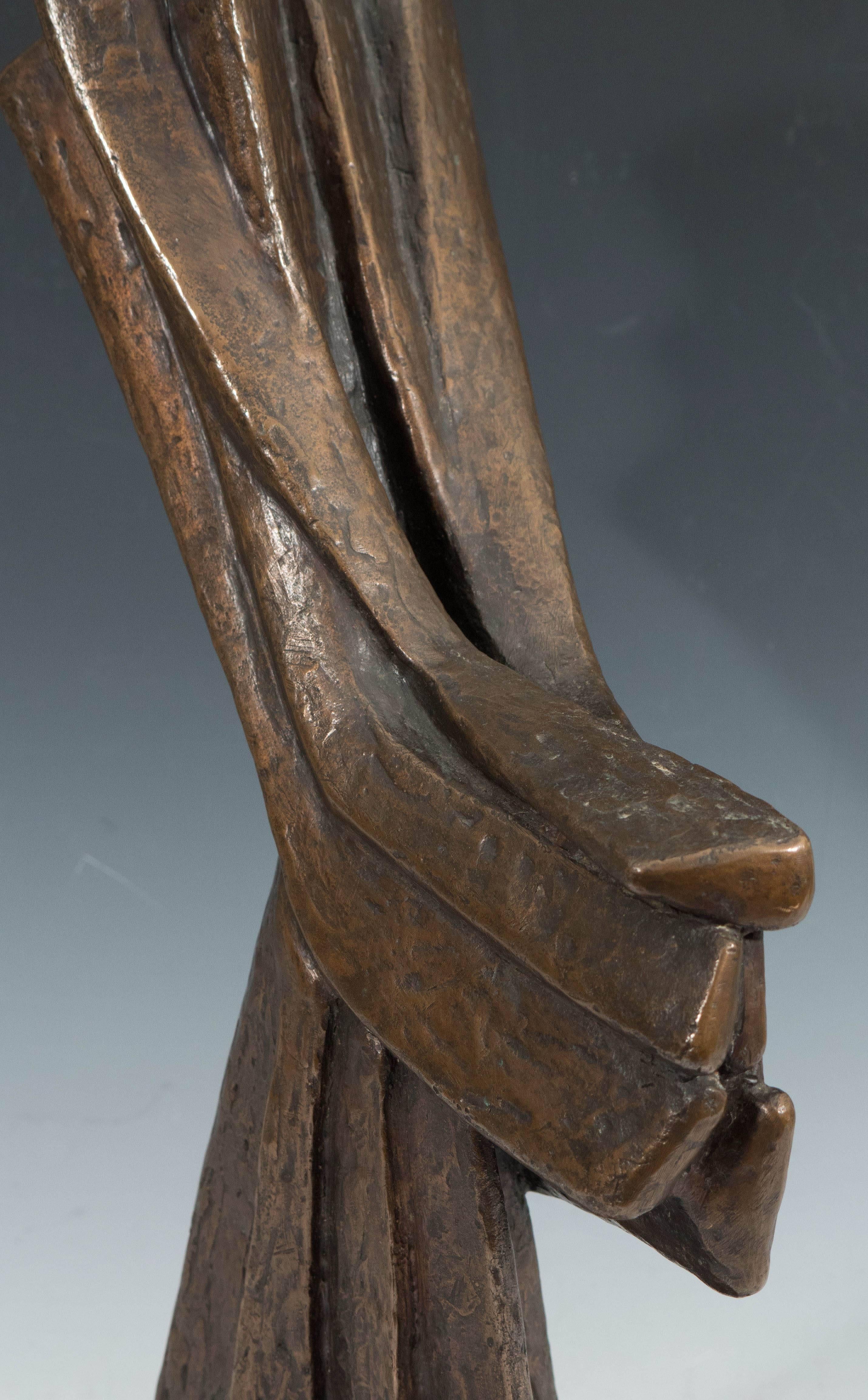 Mid-20th Century Mid-Century Bronze Abstract Sculpture on Marble Base, Signed D. Angelo For Sale