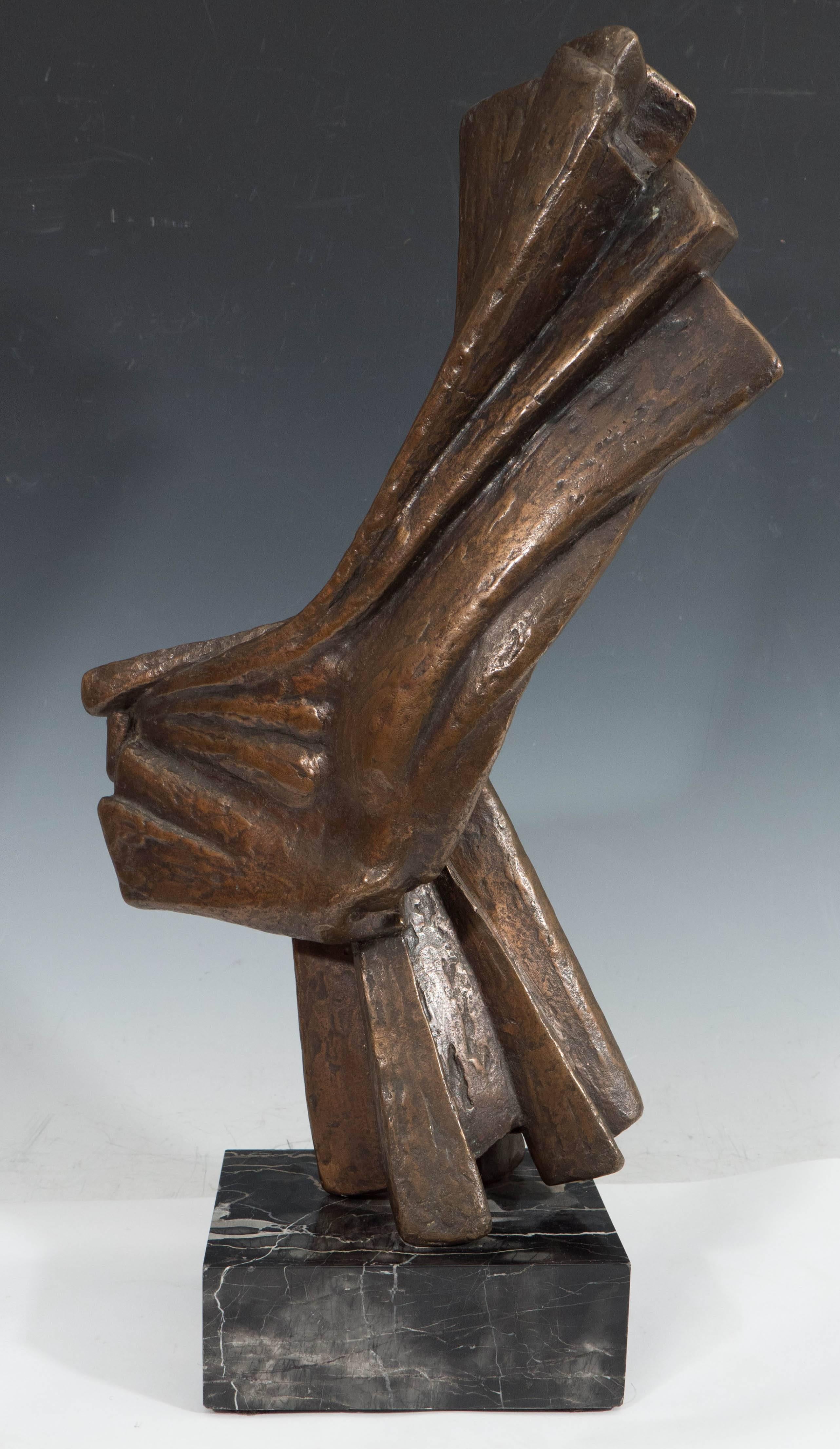 Mid-Century Bronze Abstract Sculpture on Marble Base, Signed D. Angelo For Sale 3