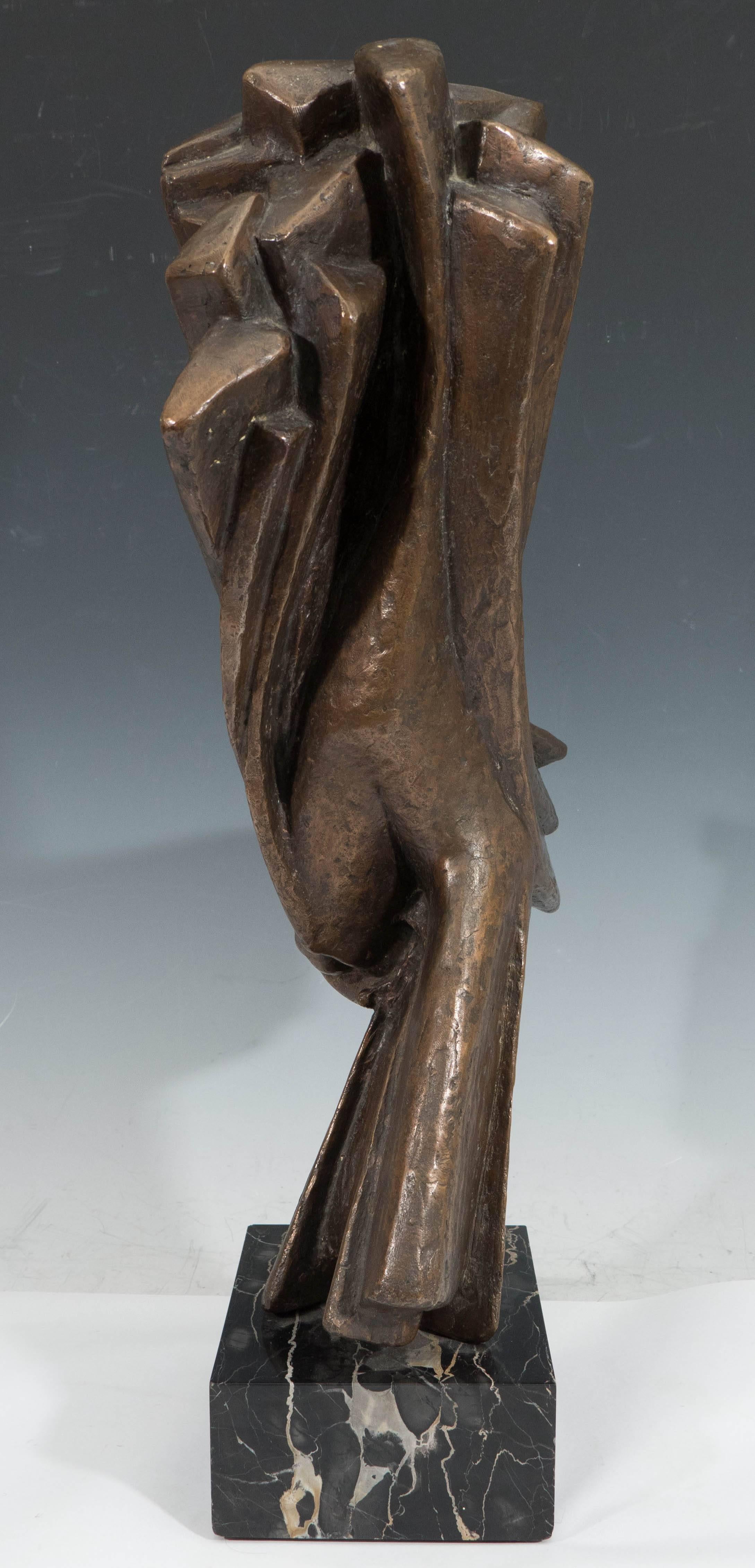 Mid-Century Bronze Abstract Sculpture on Marble Base, Signed D. Angelo For Sale 5