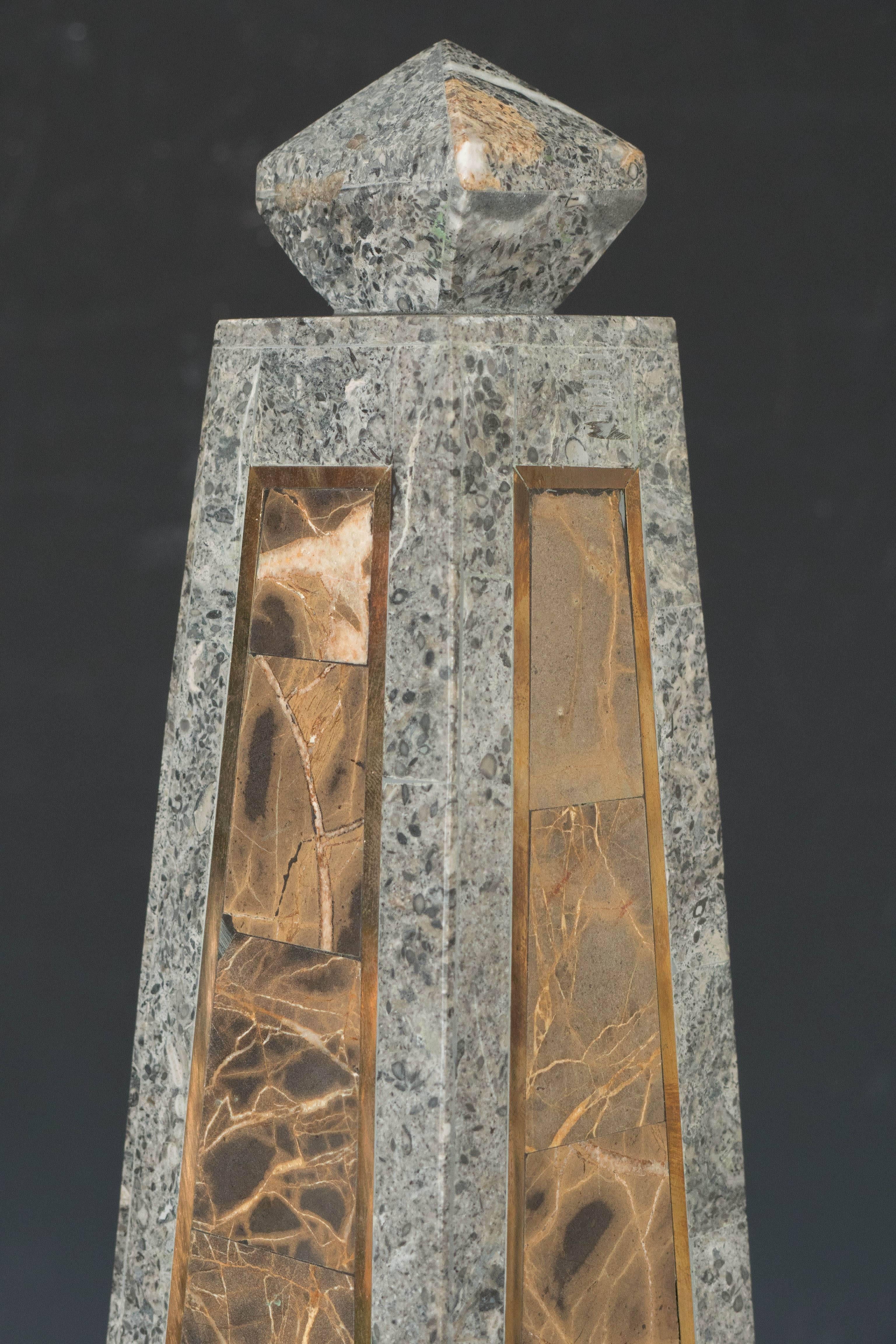 Pair of Maitland-Smith Obelisks in Tessellated Marble 4