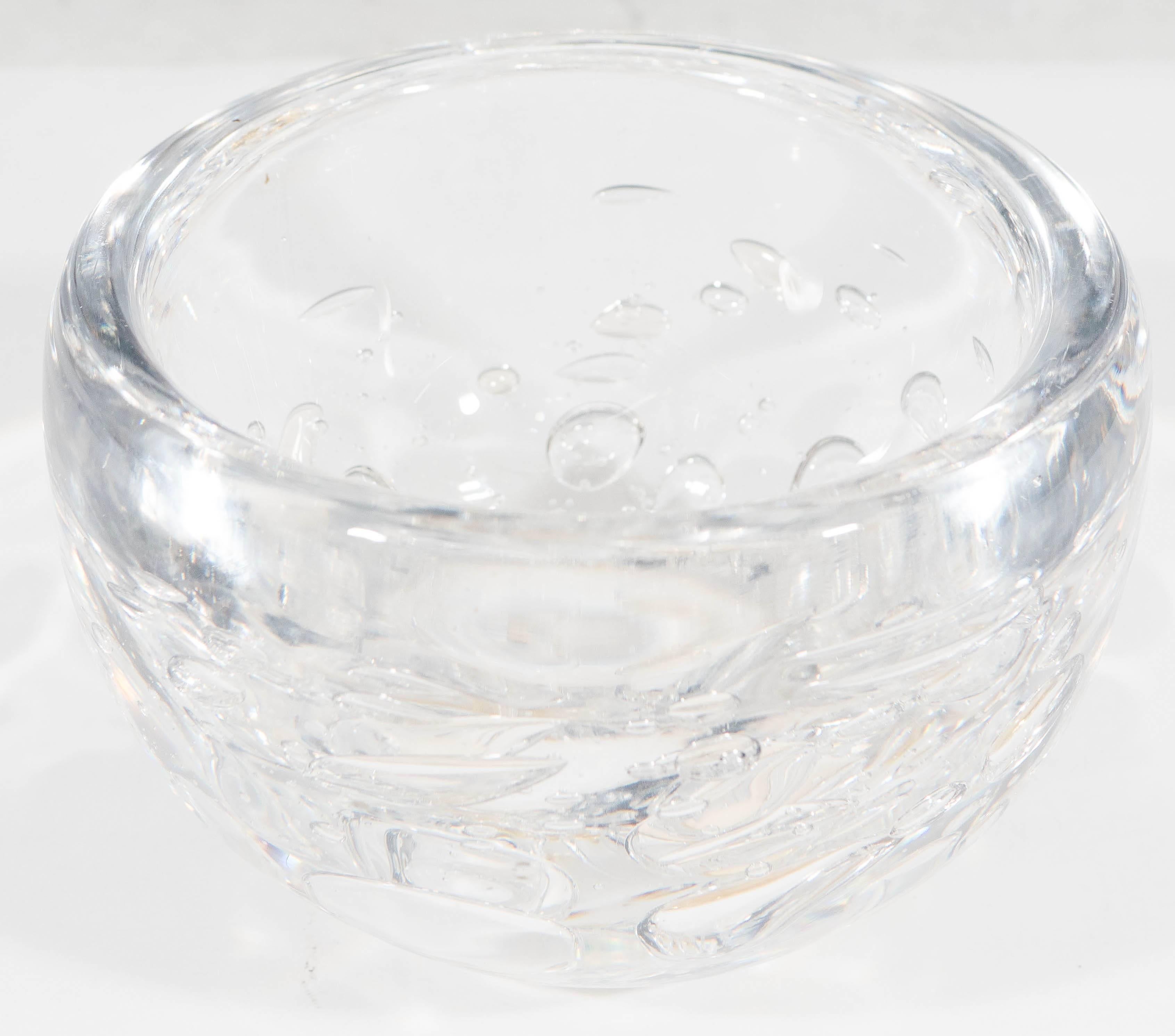 Kosta Decorative Glass Bowl with Controlled Bubbles For Sale at 1stDibs