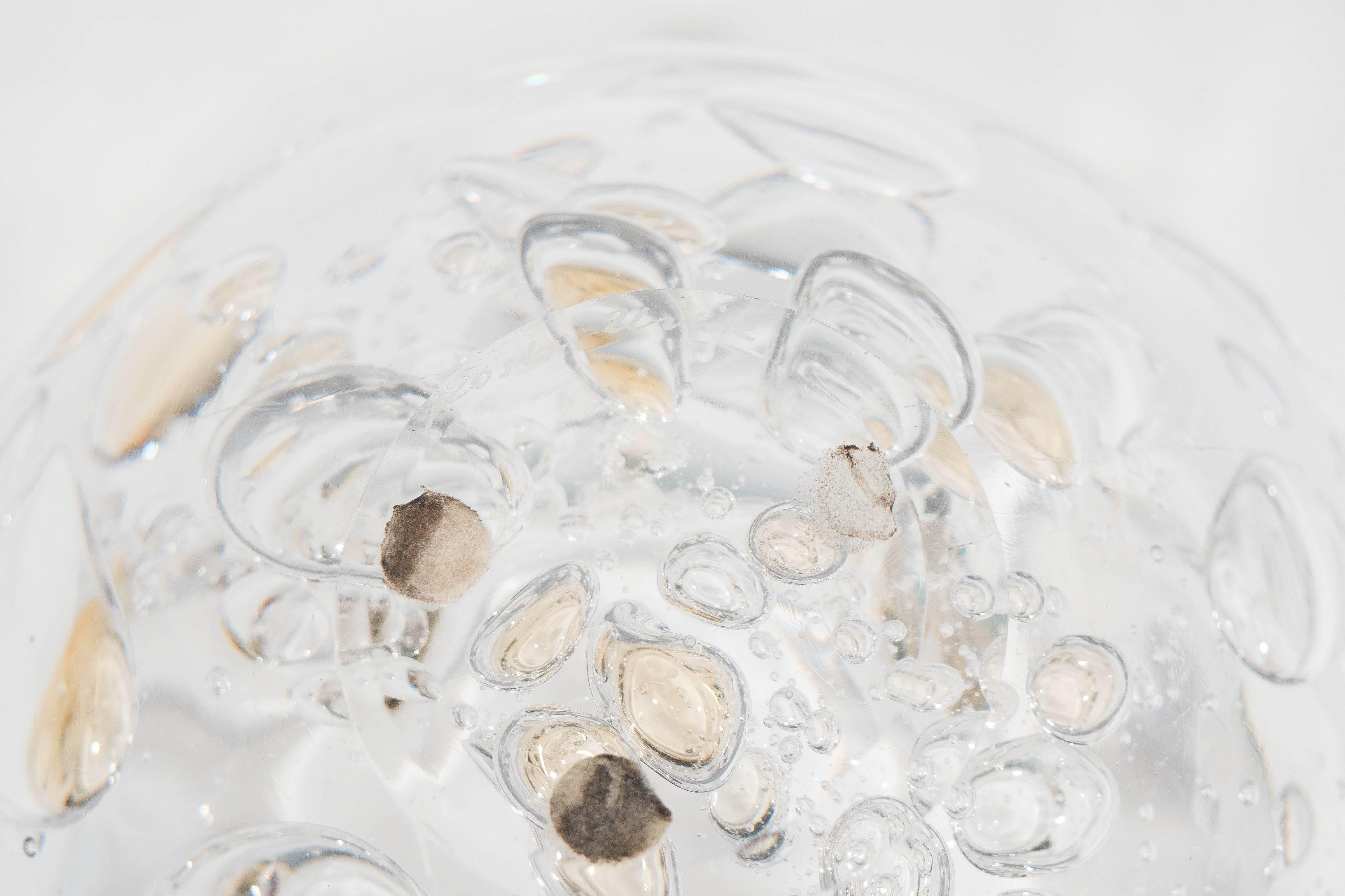 Swedish Kosta Decorative Glass Bowl with Controlled Bubbles For Sale