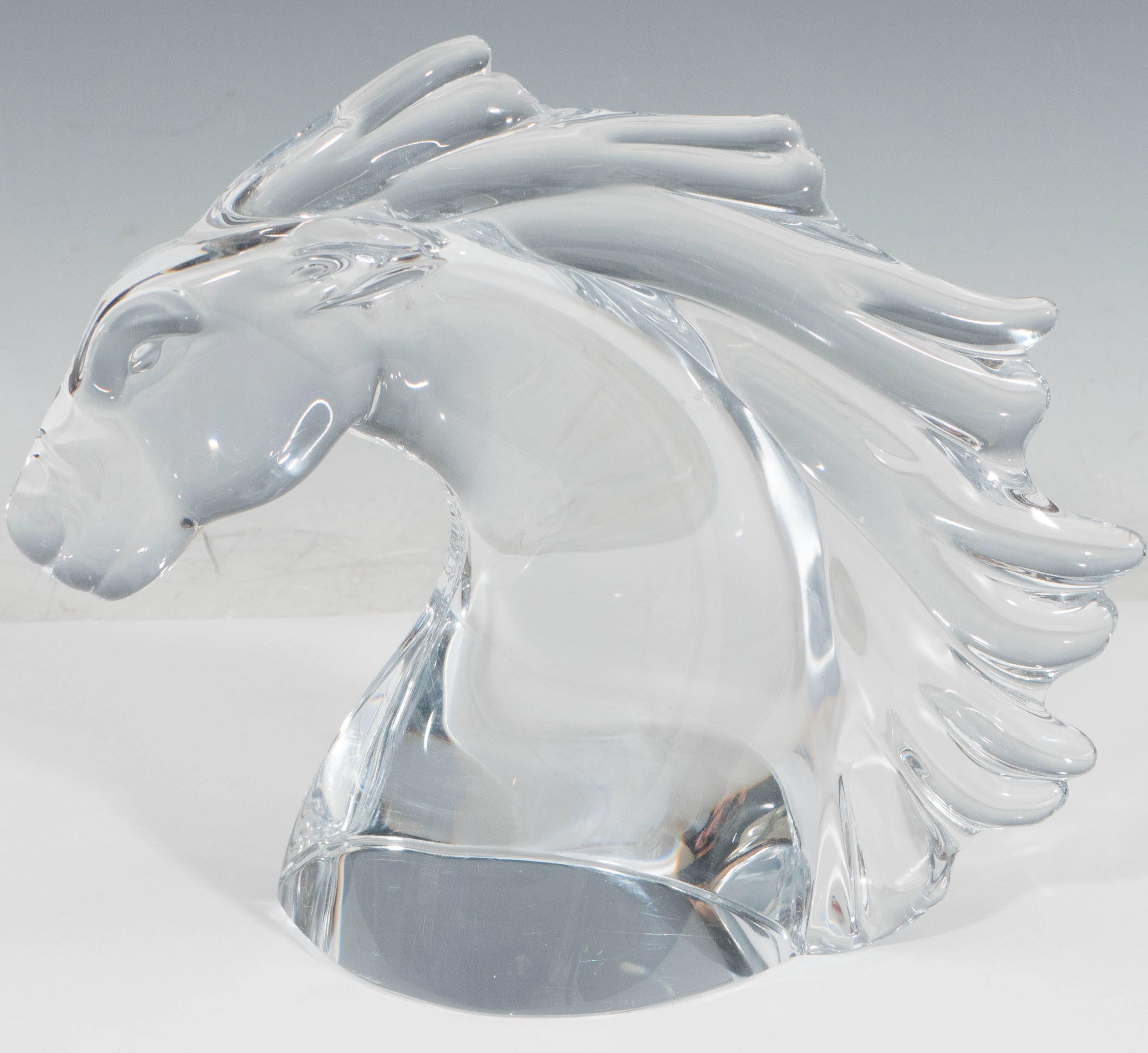 French Daum Crystal Horse Head