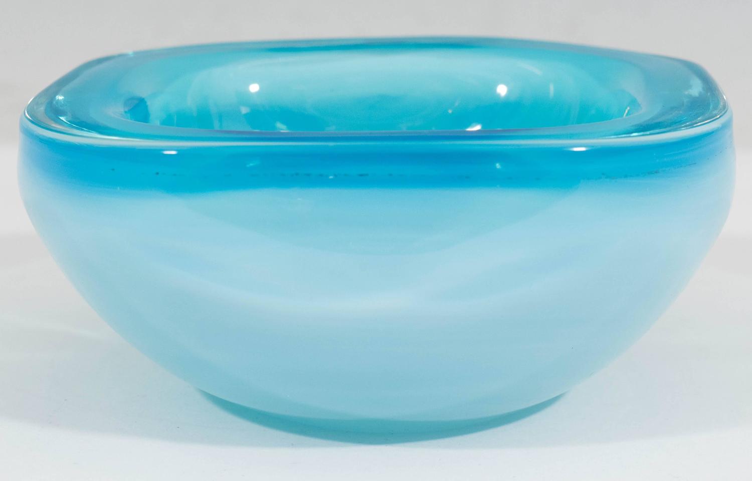 Blue Opaline Murano Glass Decorative Bowl at 1stdibs