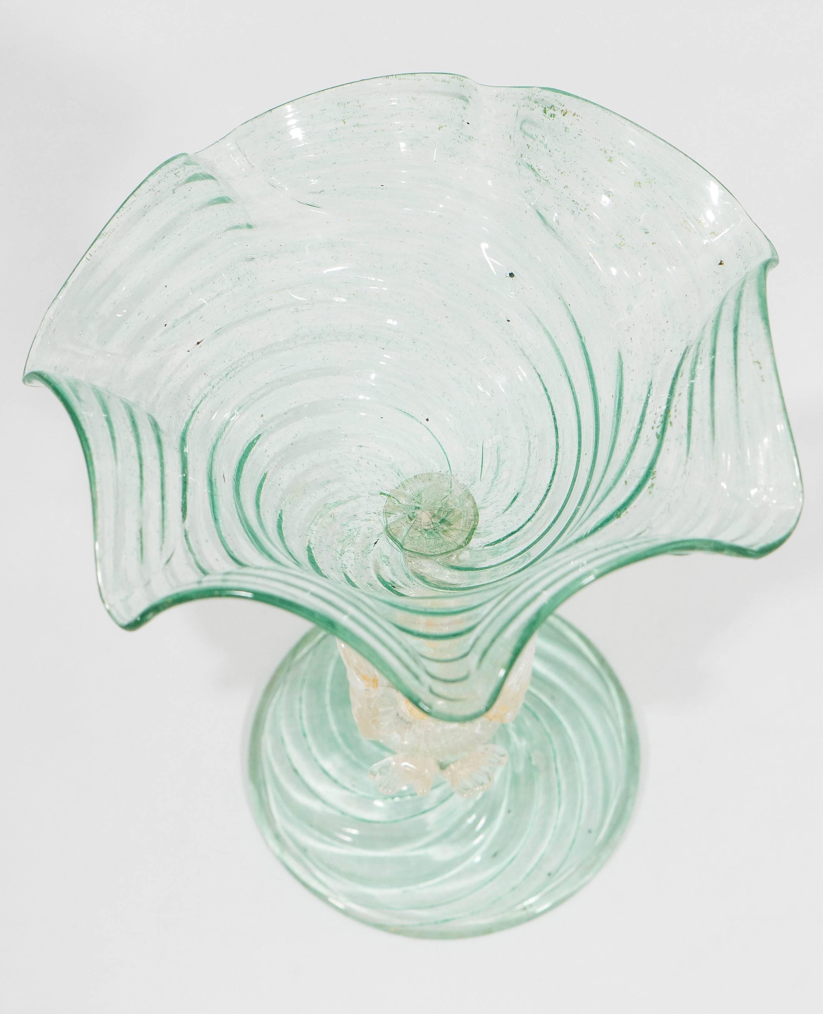 Salviati Glass Raised Bowl and Salts with Swan Motif For Sale 1