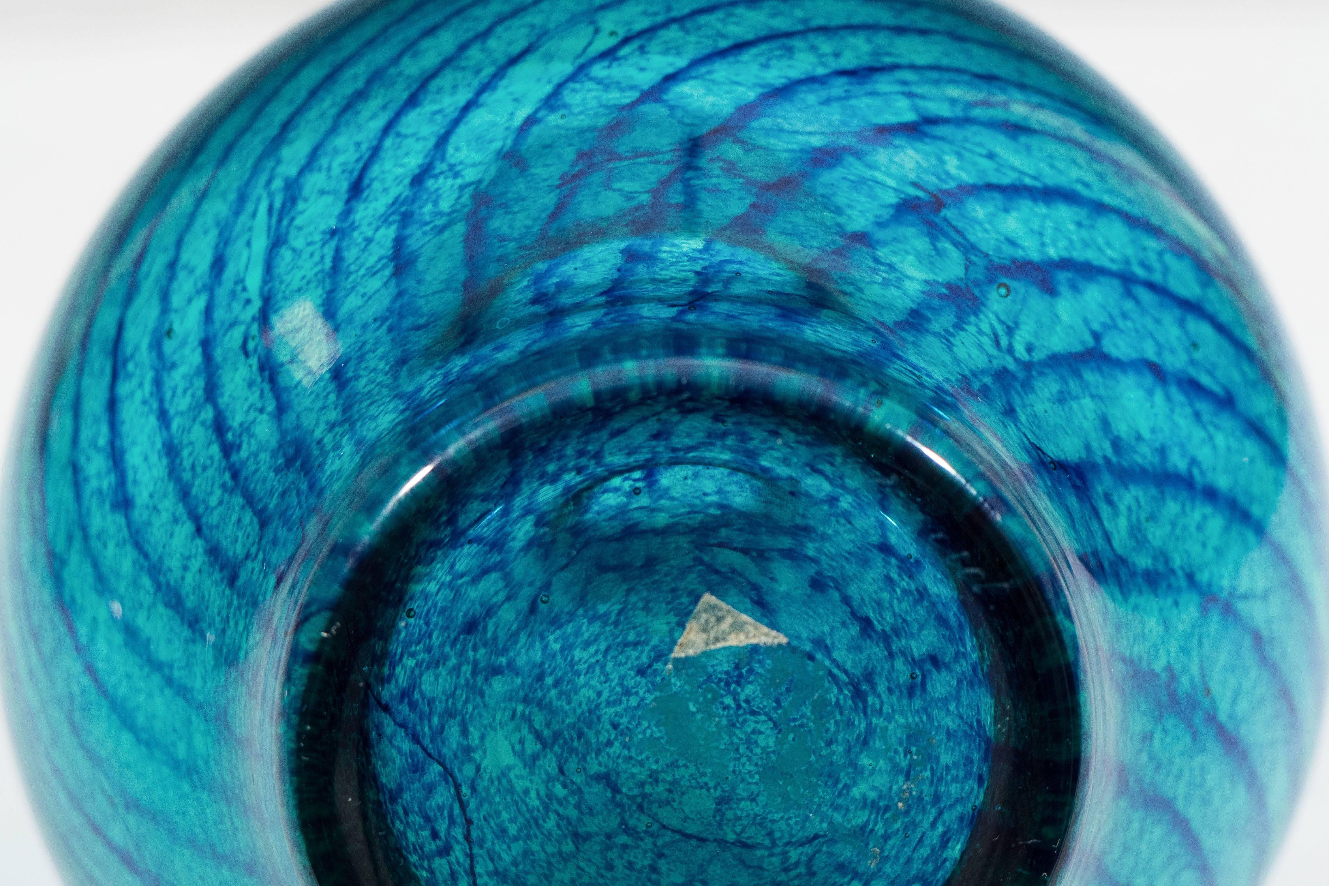 Blown Glass Willy Johansson Blue Baluster Vase for Hadeland