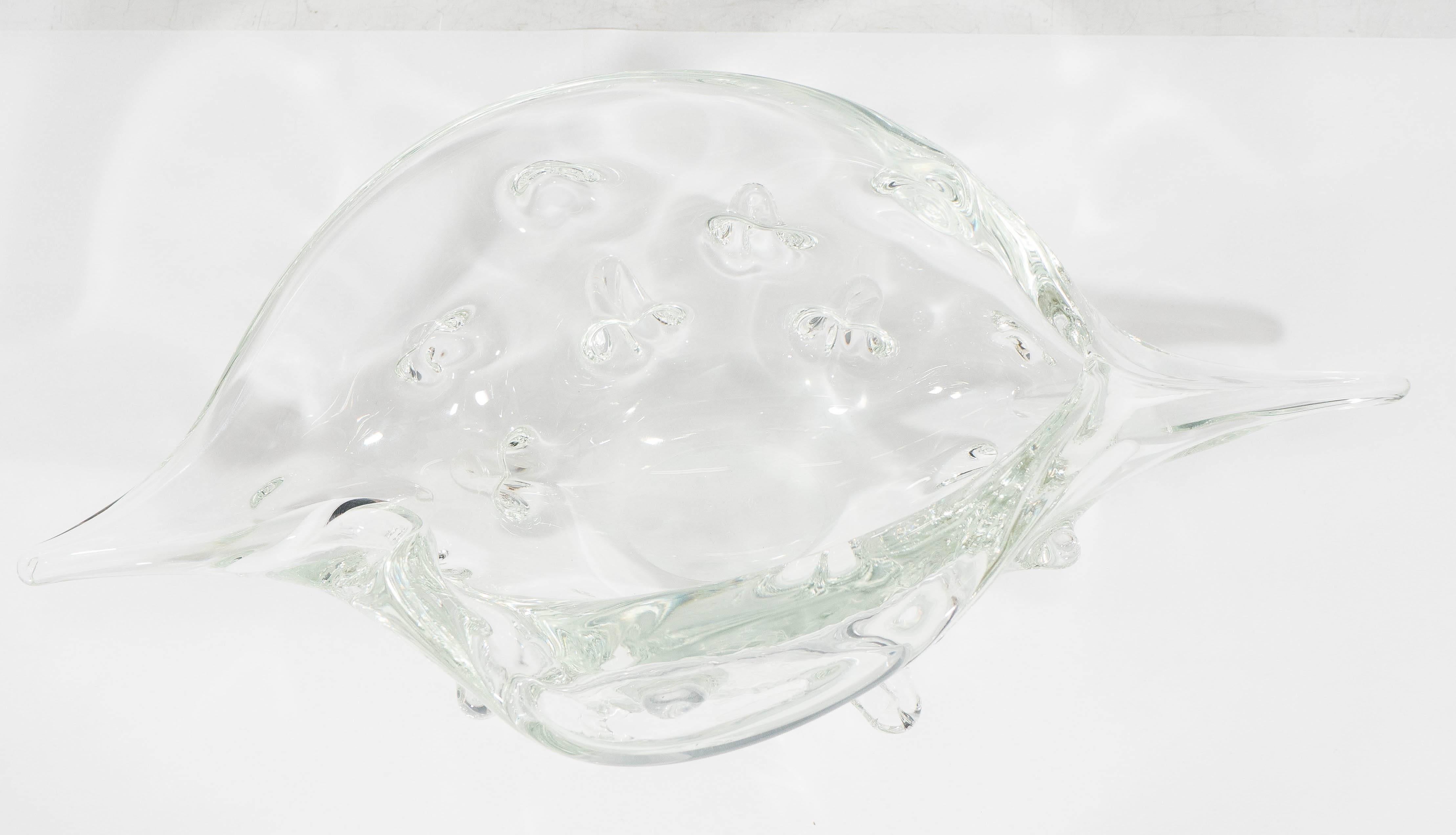 Italian Zauetts Clear Murano Glass Conch Shell