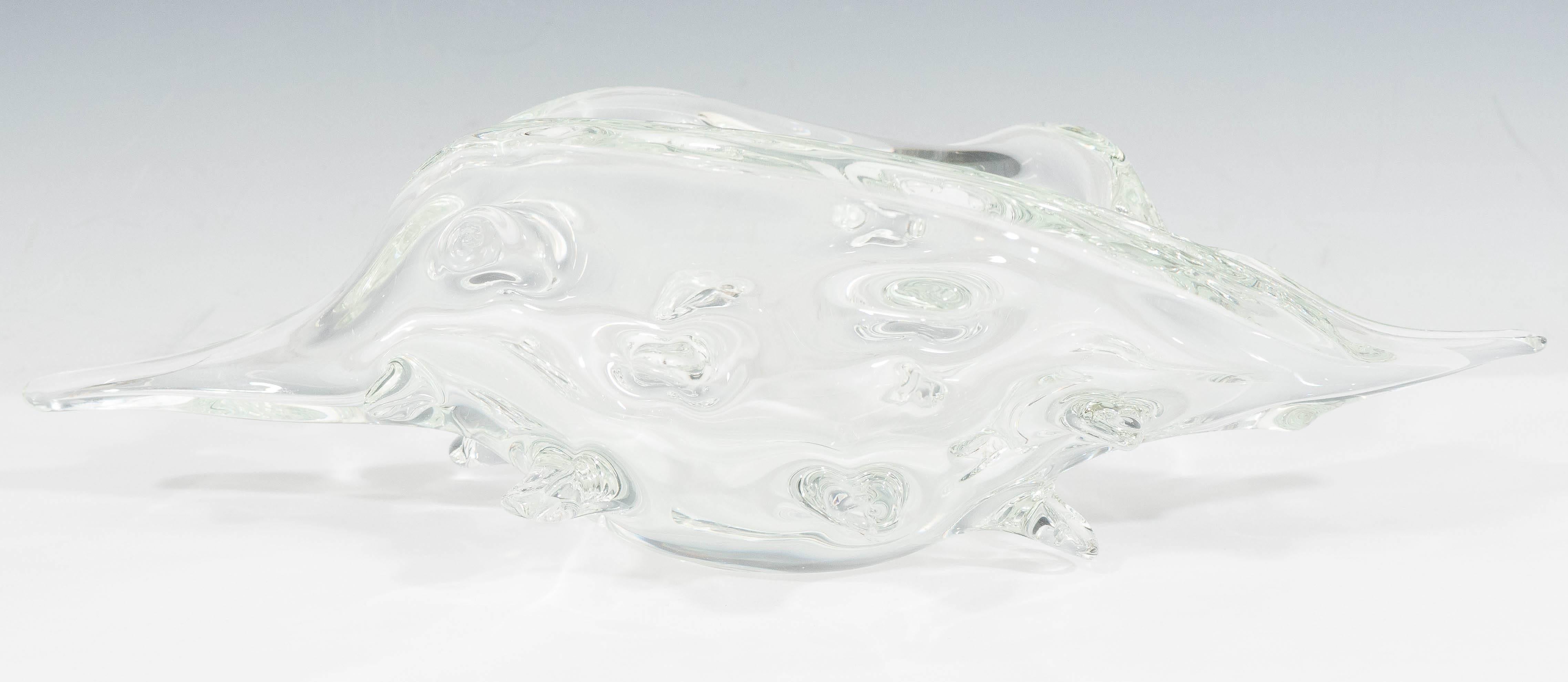 20th Century Zauetts Clear Murano Glass Conch Shell