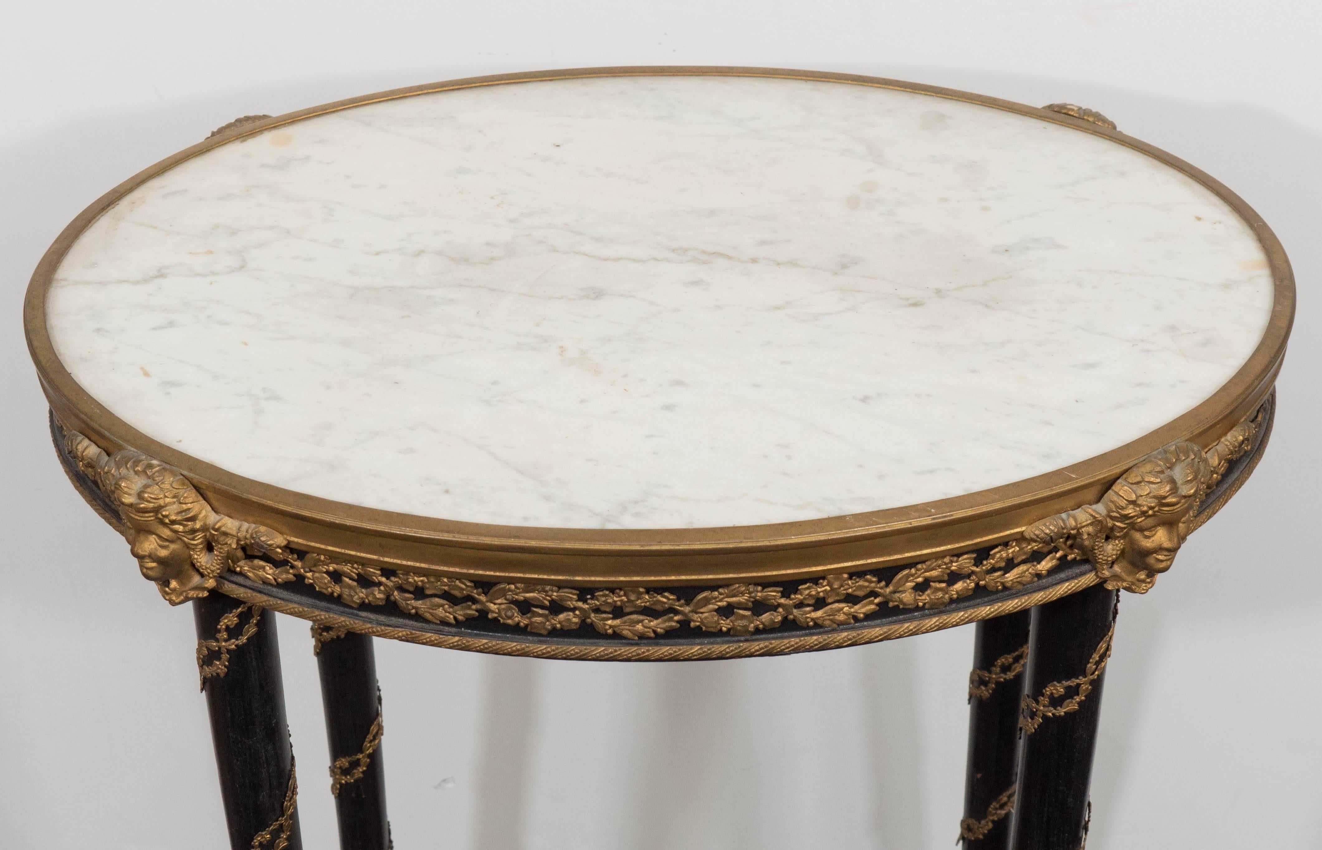 French Late 19th Century Louis XVI Style Marble Top Gueridon