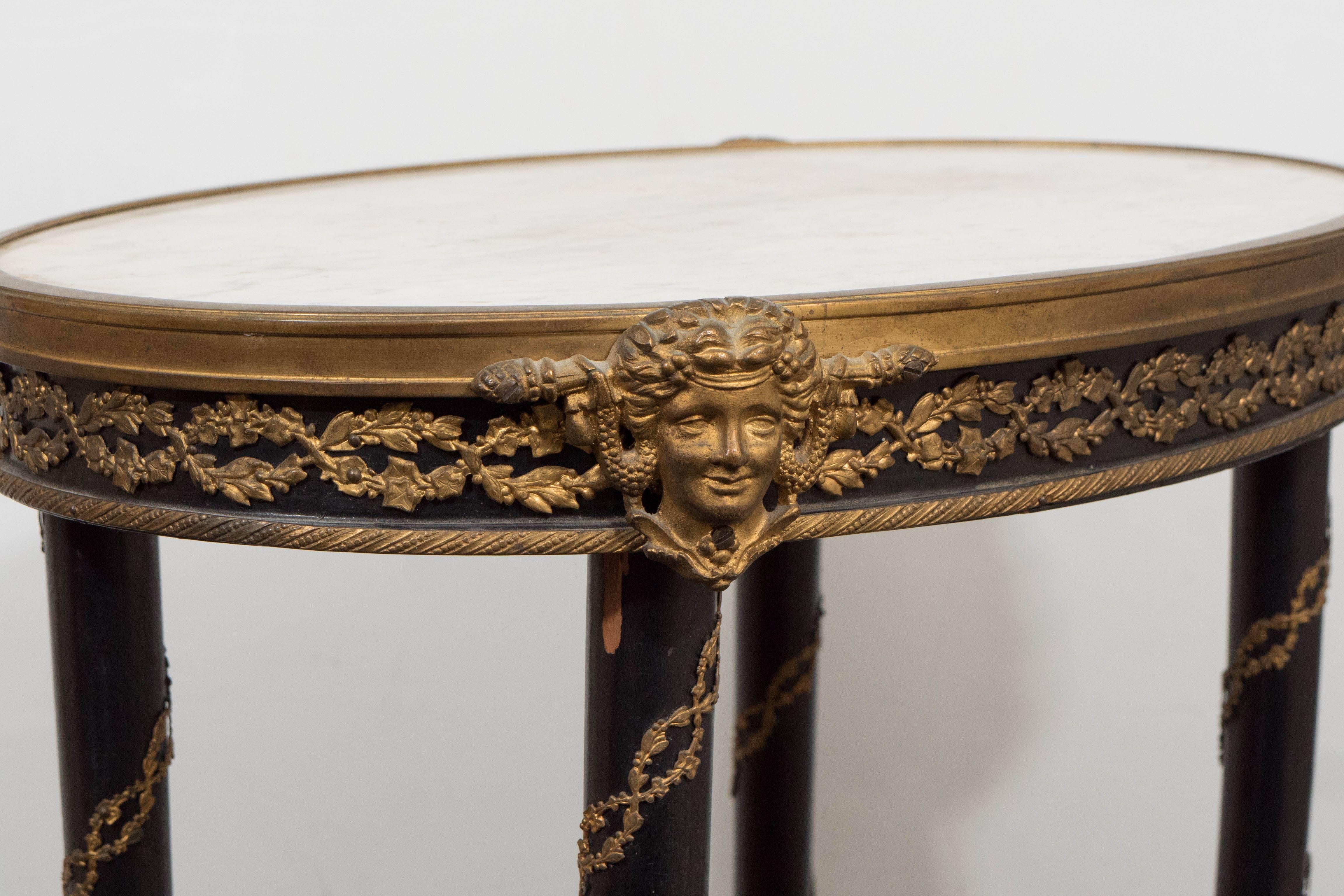 Late 19th Century Louis XVI Style Marble Top Gueridon In Good Condition In New York, NY