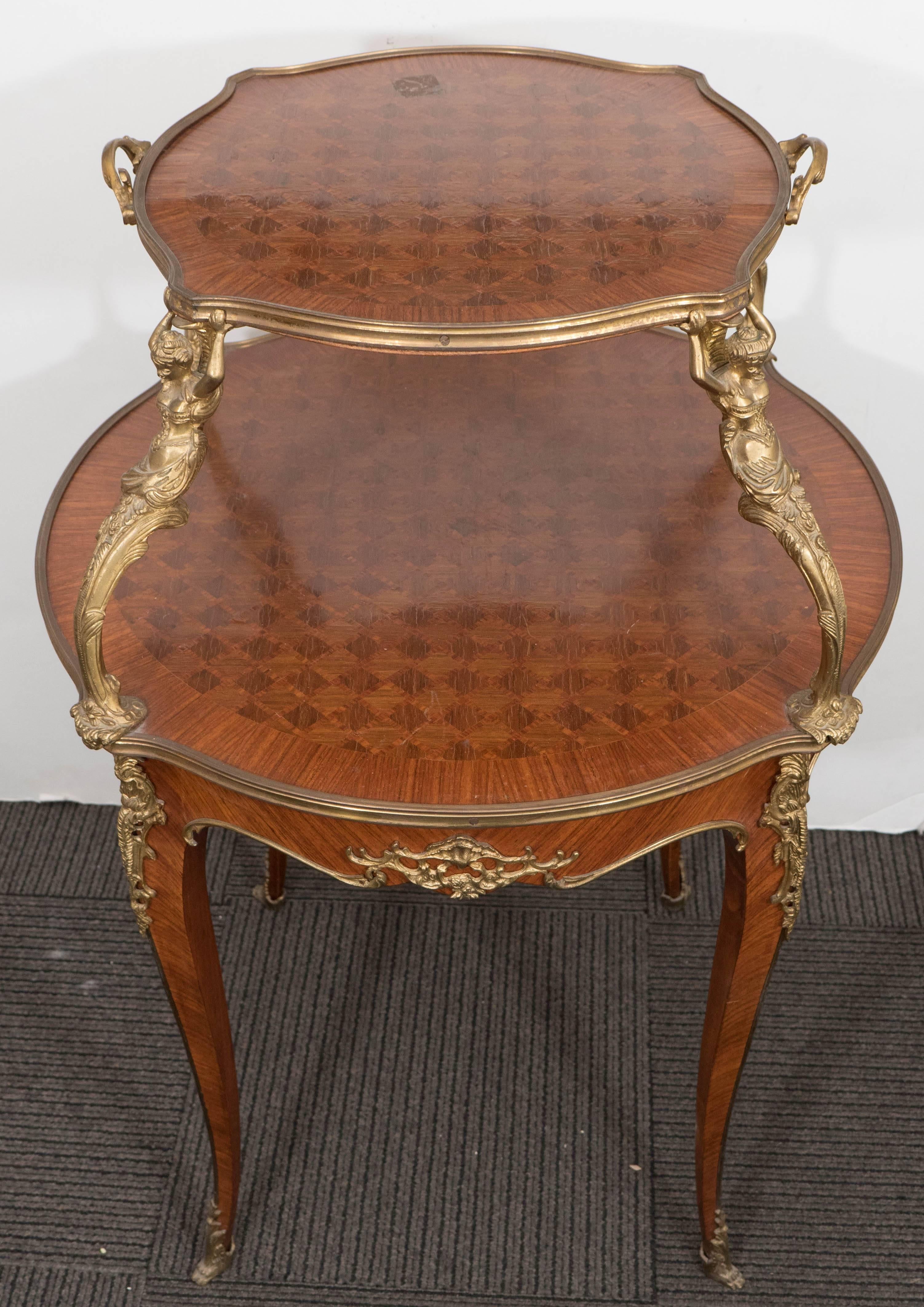 Gilt French Louis XV Style Two-Tier Etagere Table