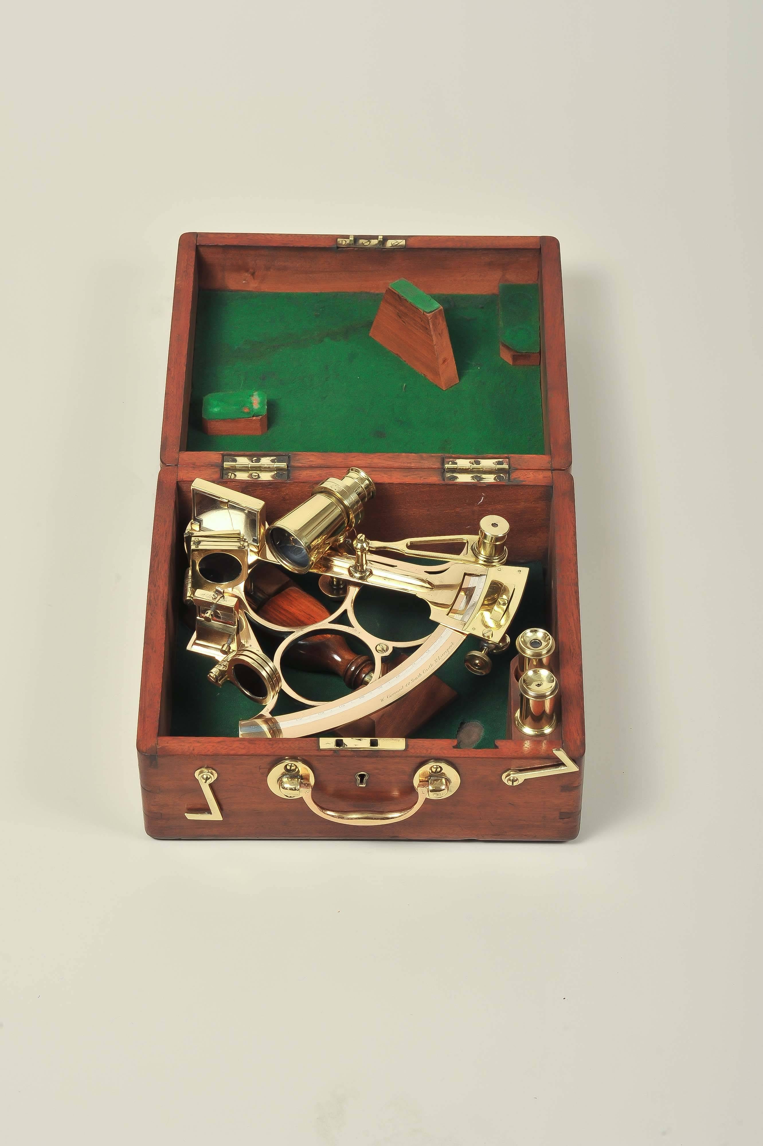 Mahogany Cased Sextant by Gerrard of Liverpool In Good Condition In London, GB