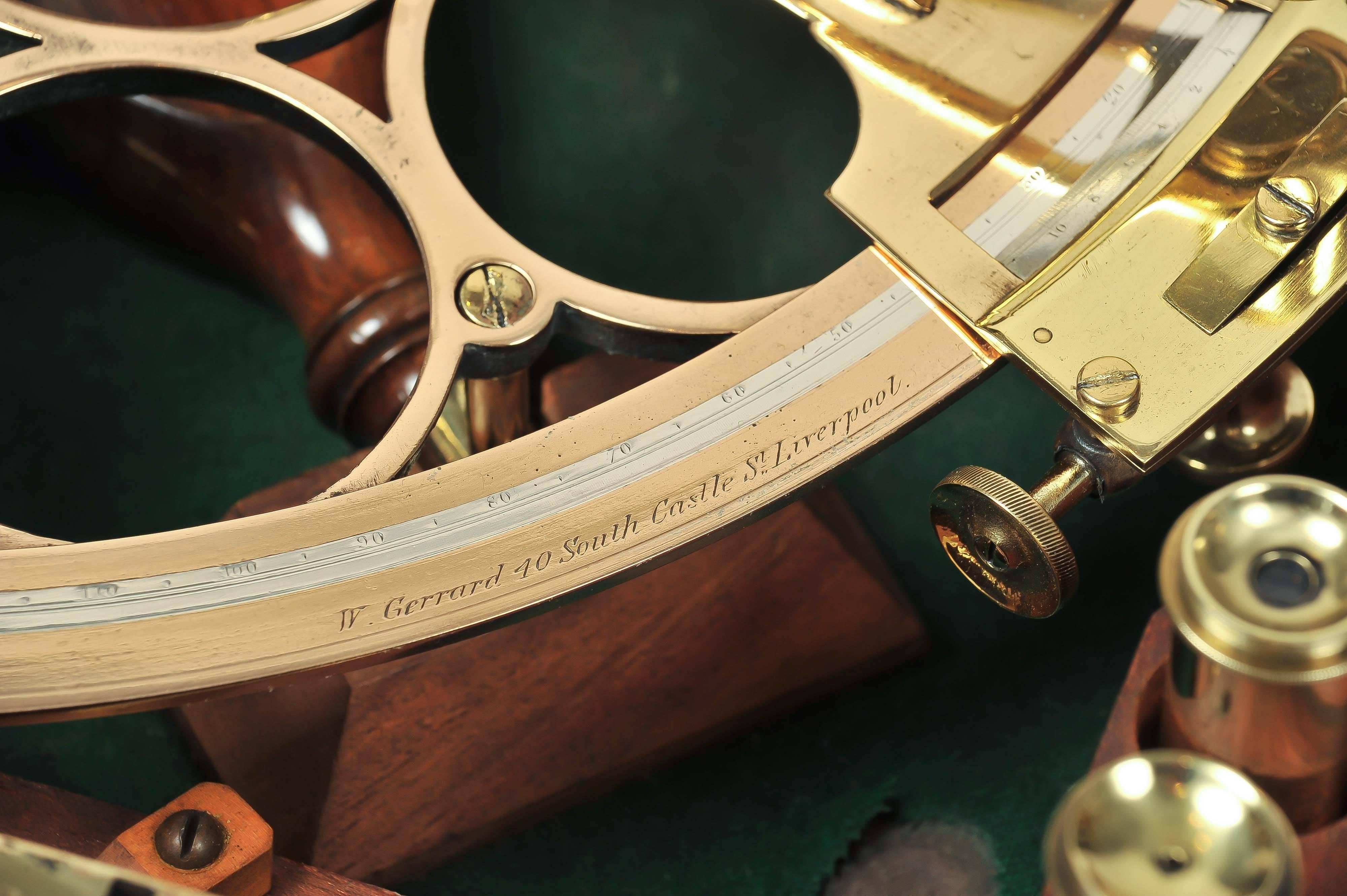 19th Century Mahogany Cased Sextant by Gerrard of Liverpool