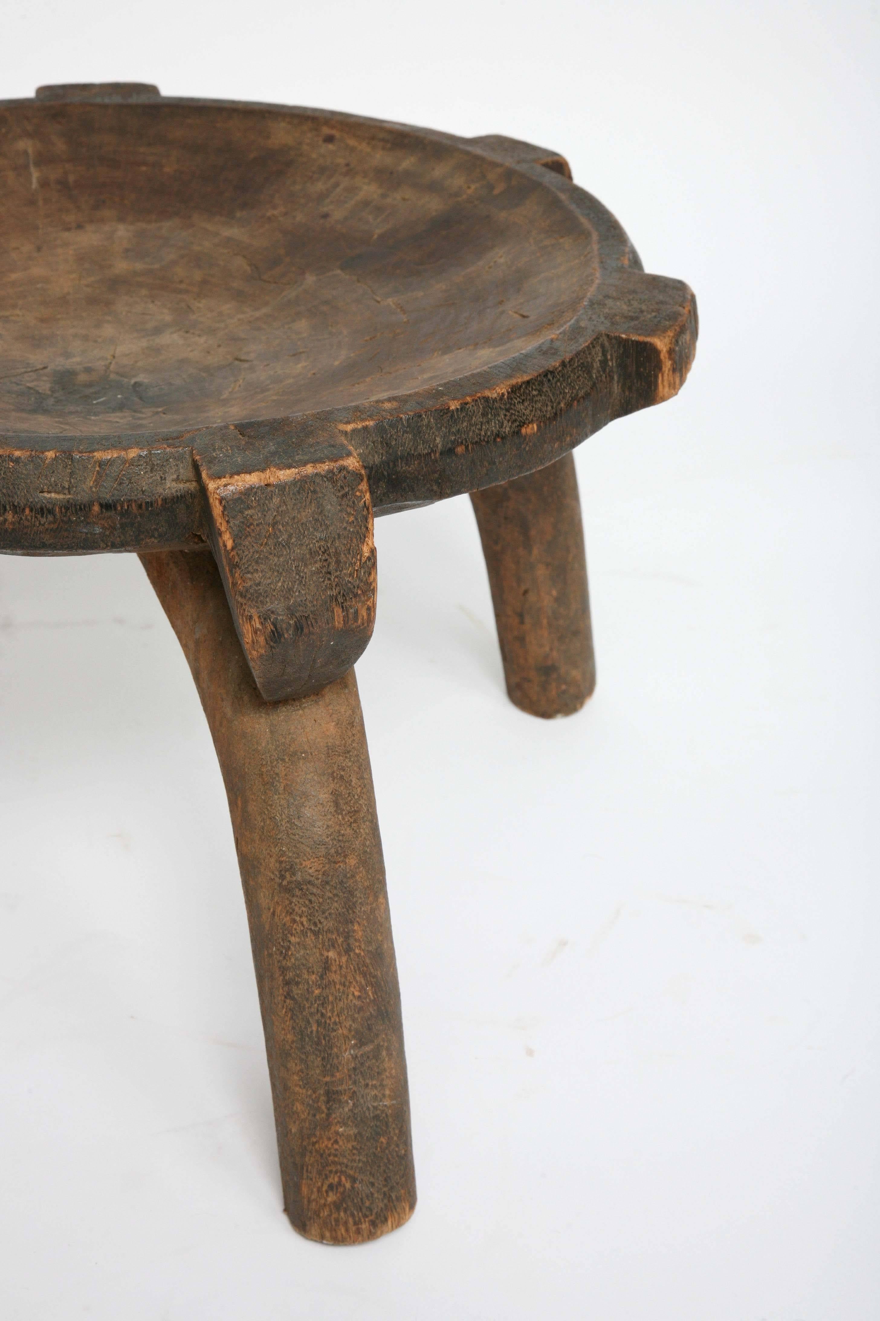 Three African Stools, Ethiopian, Hand-Carved, with Distinct Differences 1
