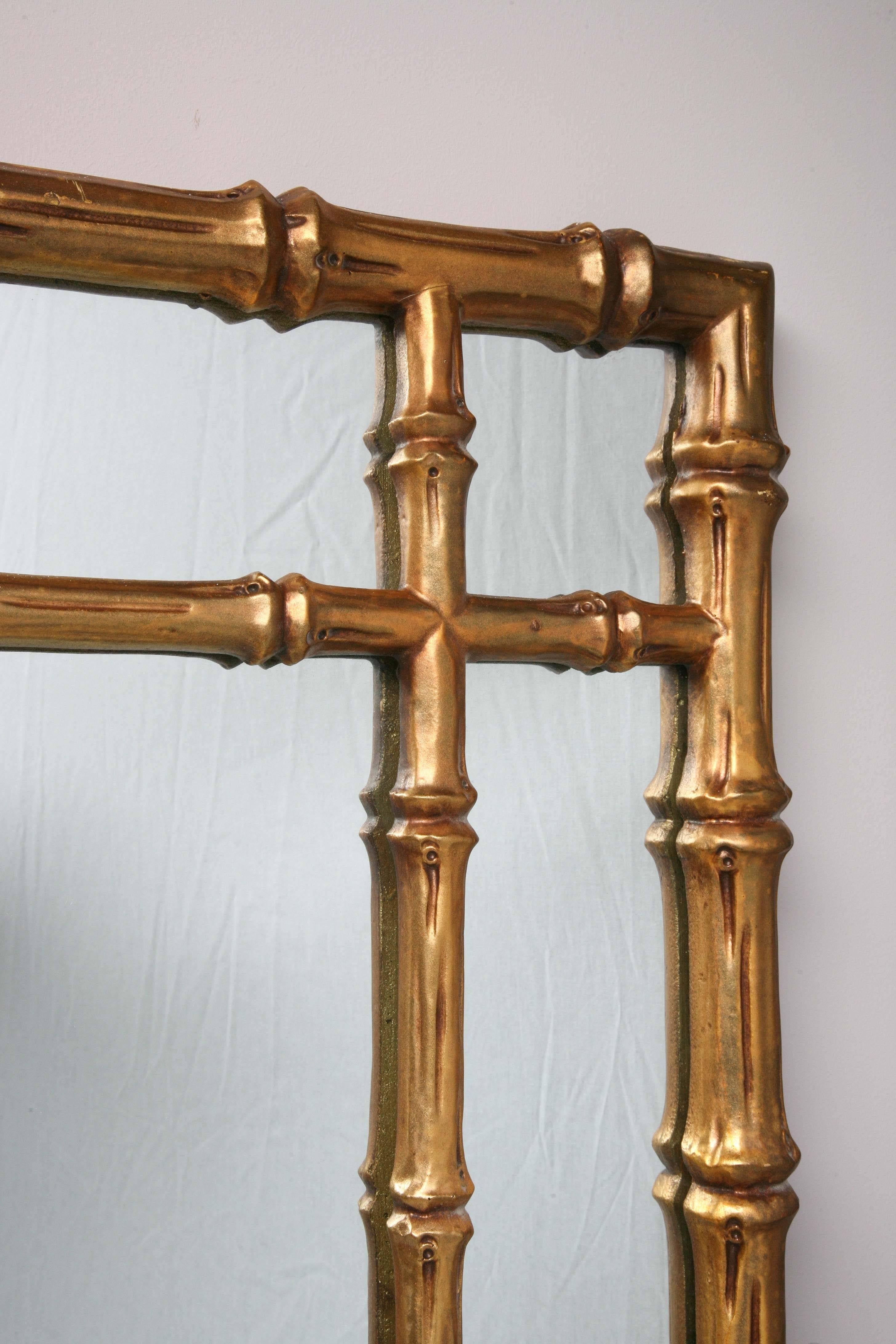 Giltwood Vintage, Huge Mirror, Faux Bamboo Frame, Gilt, Can Lean Against the Wall