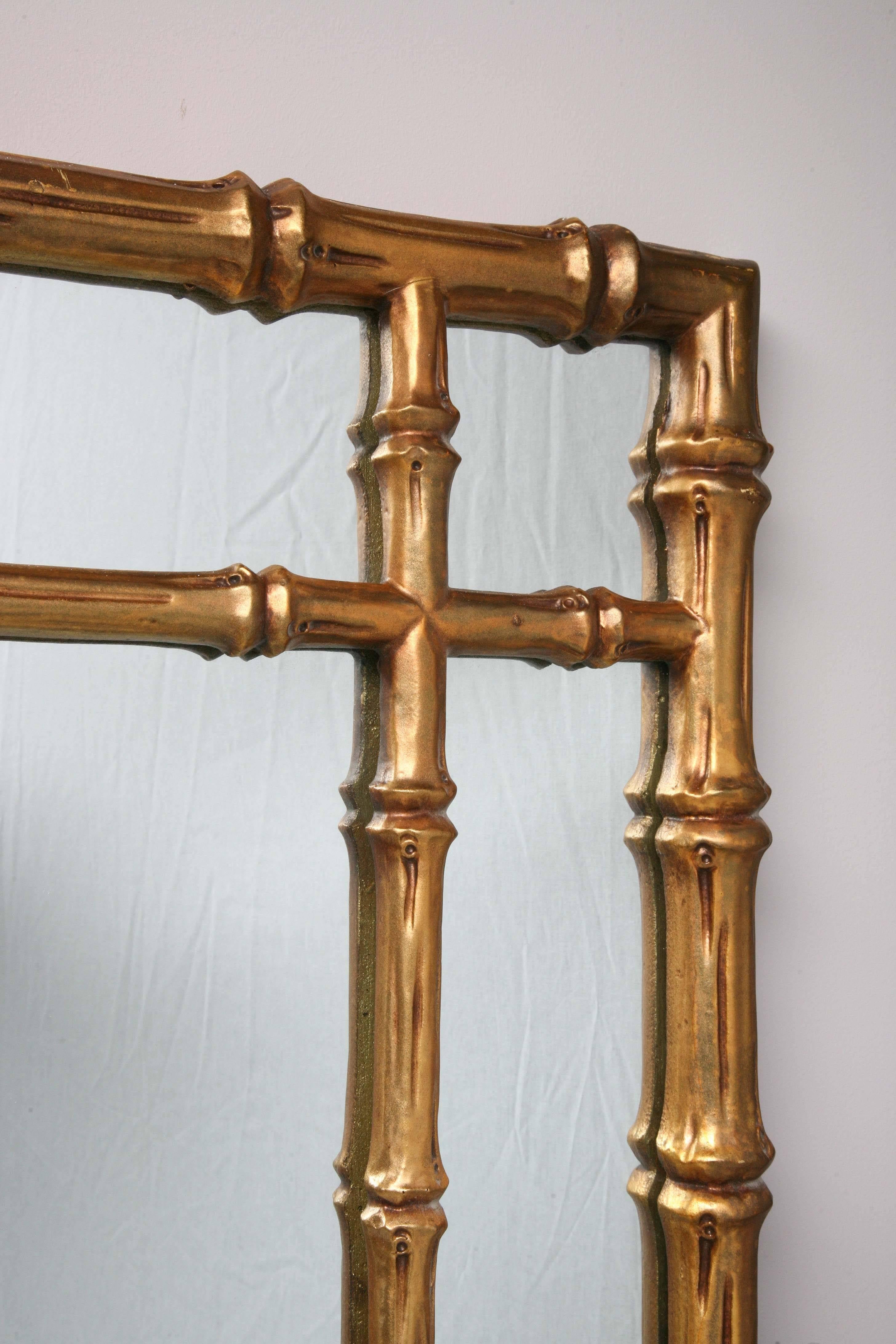 Vintage, Huge Mirror, Faux Bamboo Frame, Gilt, Can Lean Against the Wall 1