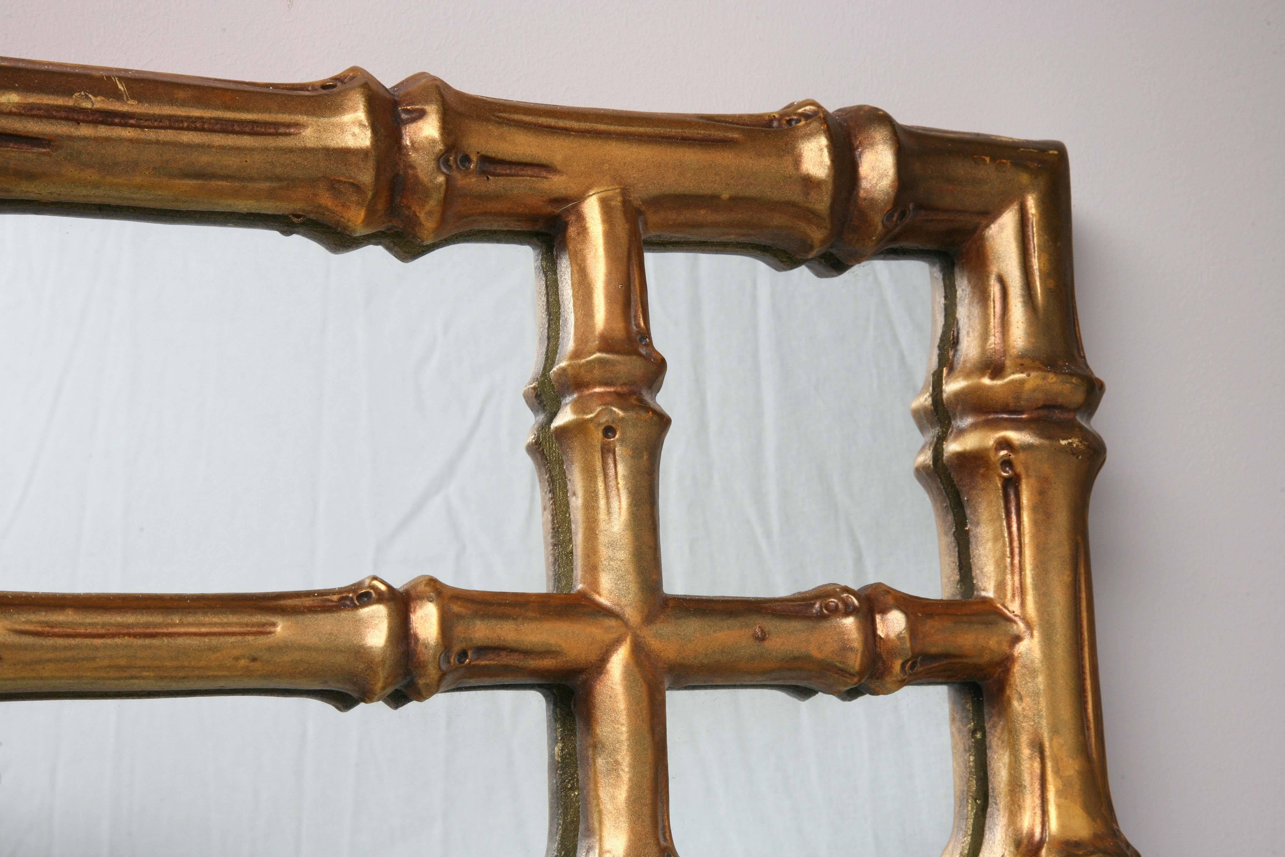 Vintage, Huge Mirror, Faux Bamboo Frame, Gilt, Can Lean Against the Wall 2