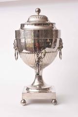 19th Century Sheffield Silver Plate Lion's Head Handle, Ball Foot Coffee-Tea Urn