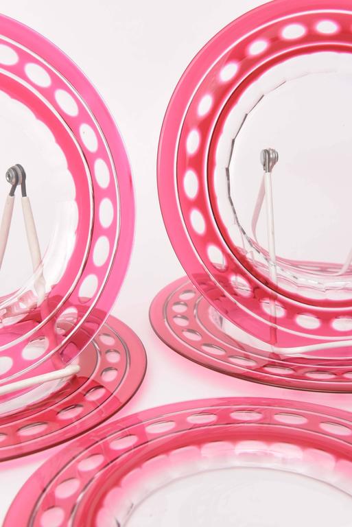 15 Val St Lambert Cased Red Glass Plates For Sale at 1stDibs