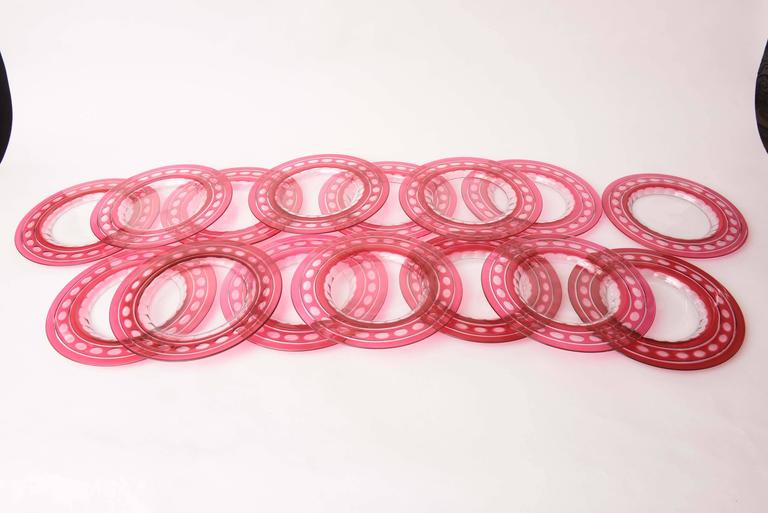 15 Val St Lambert Cased Red Glass Plates For Sale at 1stDibs
