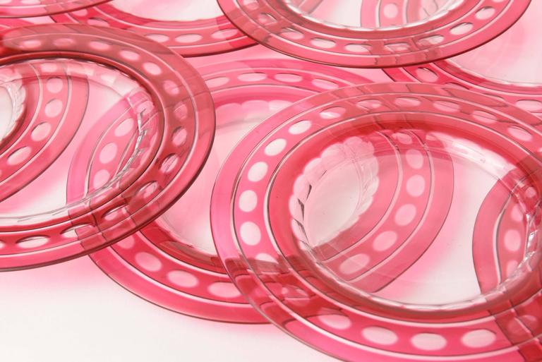 15 Val St Lambert Cased Red Glass Plates For Sale at 1stDibs