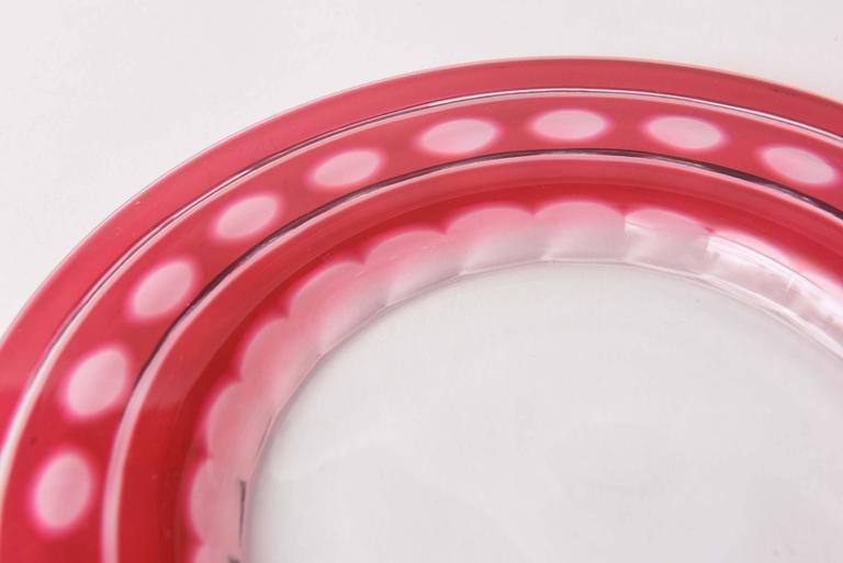 15 Val St Lambert Cased Red Glass Plates For Sale at 1stDibs