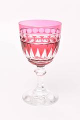 12 Heavy and Impressive Ruby Cut Goblets by Val St Lambert with Knob Stem