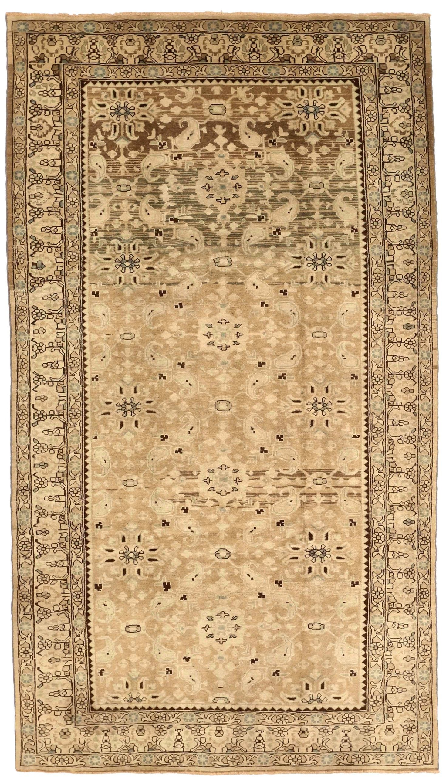 Persische Malayer Teppiche - Wolle Braun Elfenbein Taupe Design - 75884