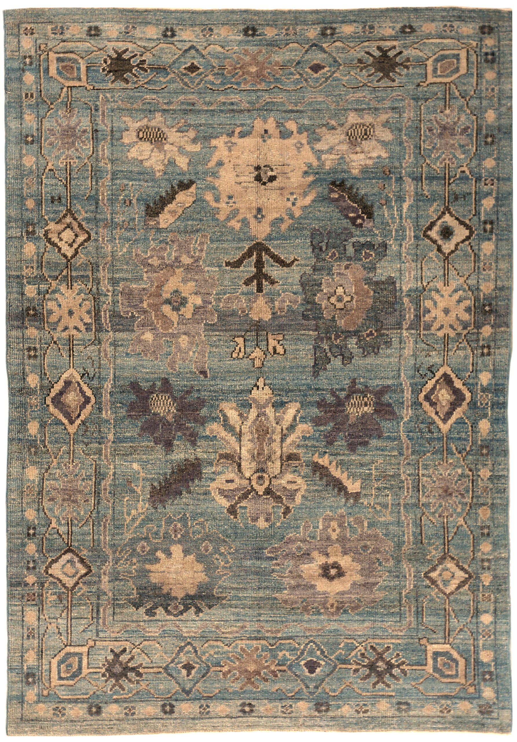 Tappeto persiano Oushak Small - Disegno in lana blu marrone avorio - 88151