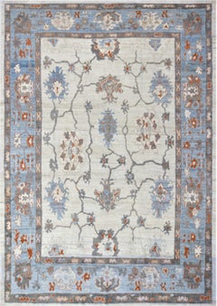 Persische Oushak-Teppiche - Wolle Blau Elfenbein Rot Design - 88181