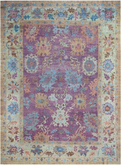 Persische Oushak-Teppiche aus Wolle in Blau und Rosa mit Reversdesign - 88187