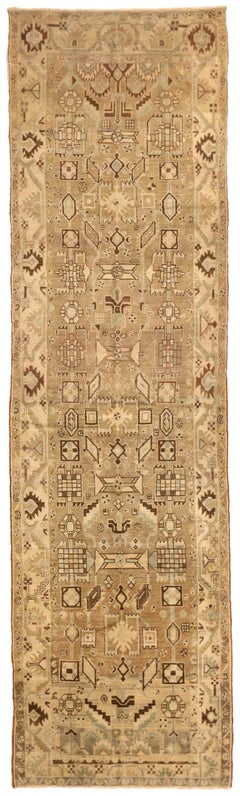 Tappeto Persiano Malayer Runner - Lana Marrone Avorio Taupe Design - 76026