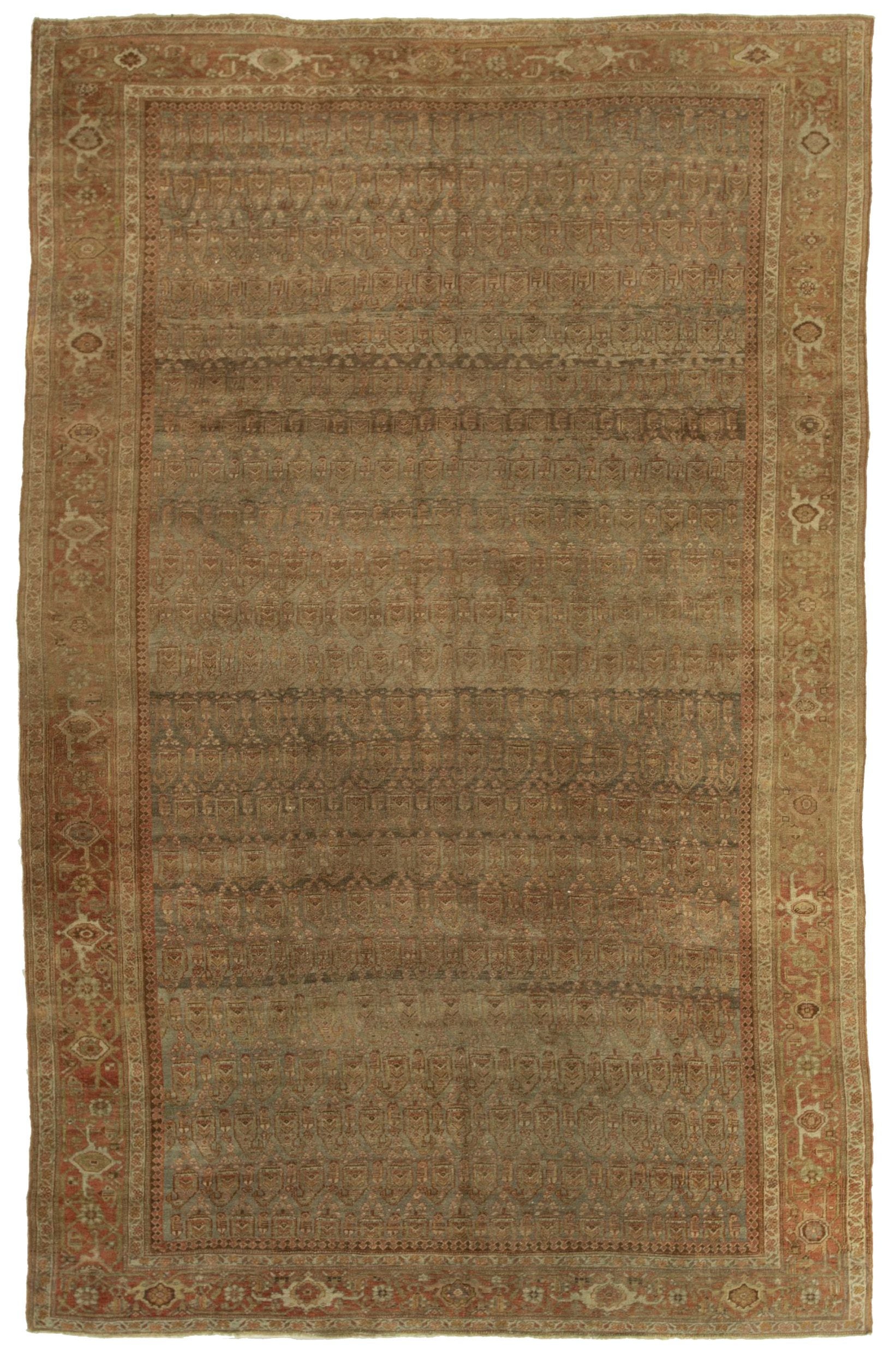 Persische Bijar Teppiche - Wolle Braun Elfenbein Rot Design - 88773