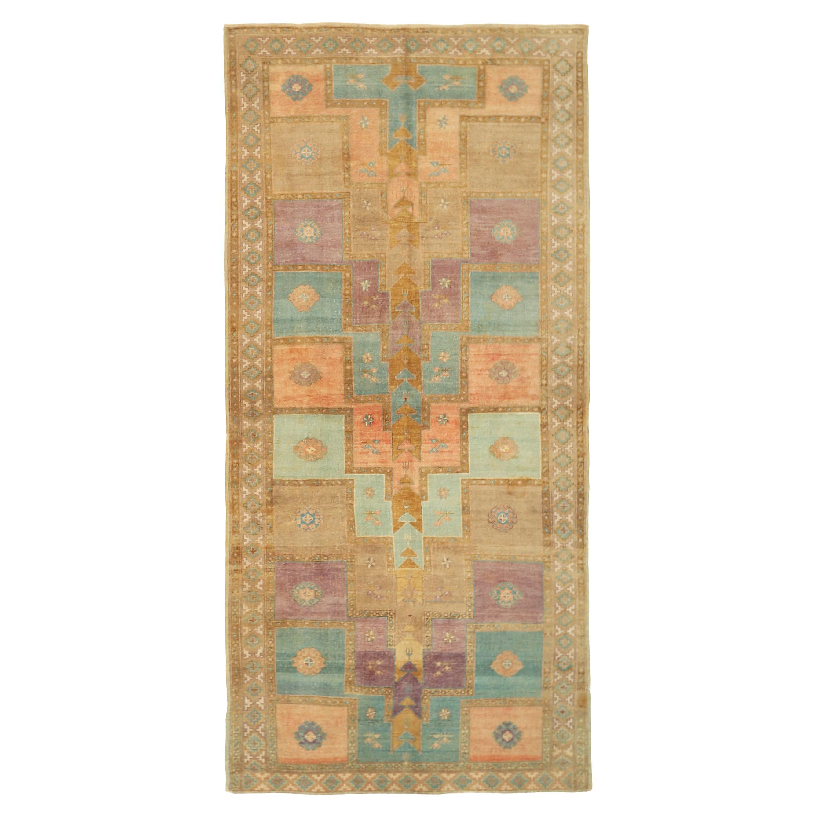 Turquía Kars Alfombras - Lana Marrón Rosa Purpel Diseño Topo - 92757